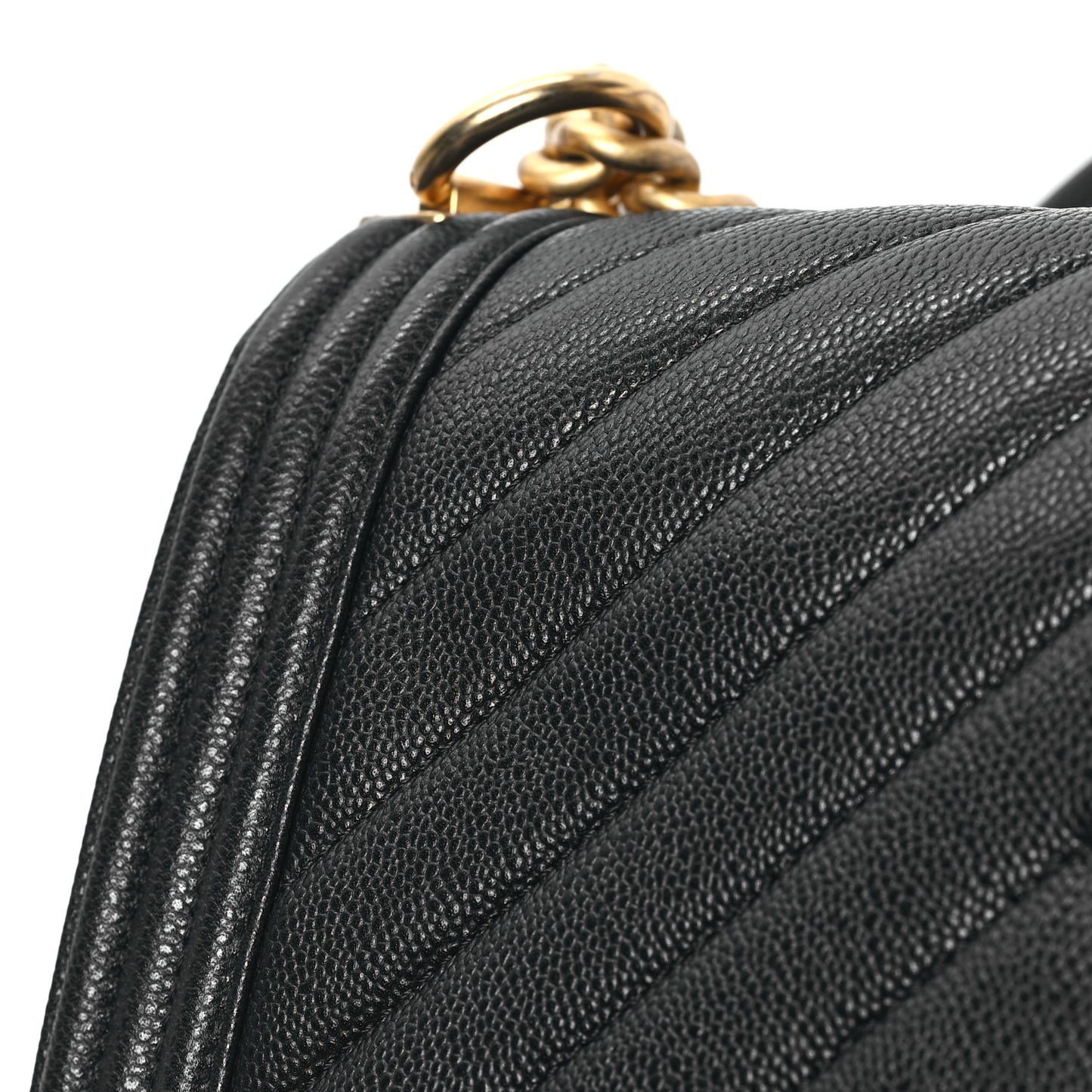 Caviar Chevron Quilted Medium Boy Flap Black