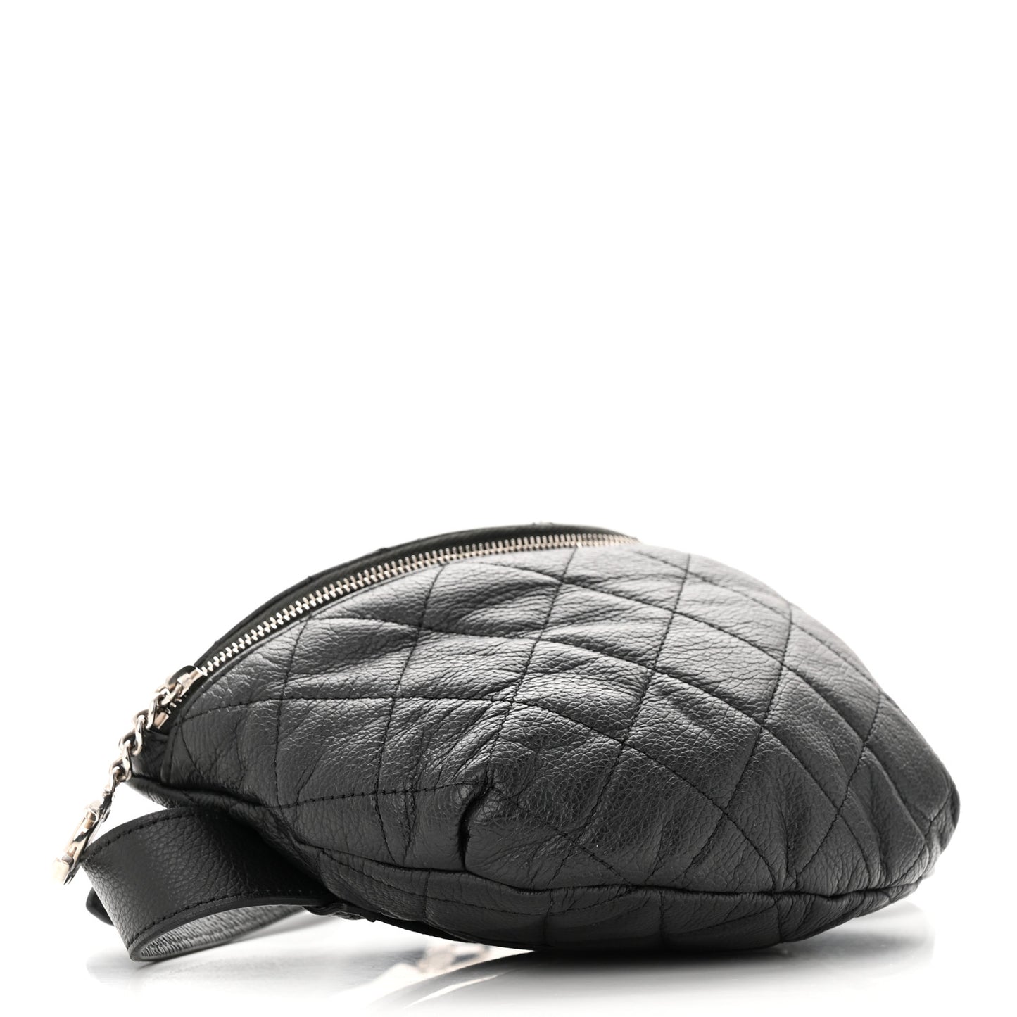 Grained Calfskin Quilted Waist Belt Bag Black