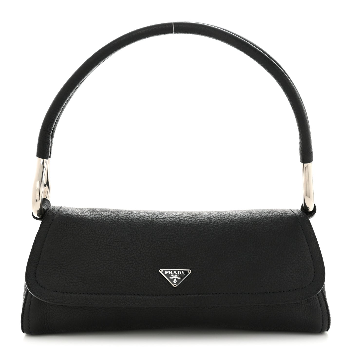 Vitello Daino Swing Flap Shoulder Bag Black