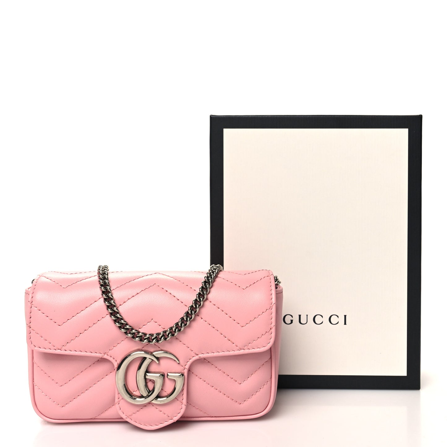 Calfskin Matelasse Super Mini GG Marmont Shoulder Bag Wild Rose