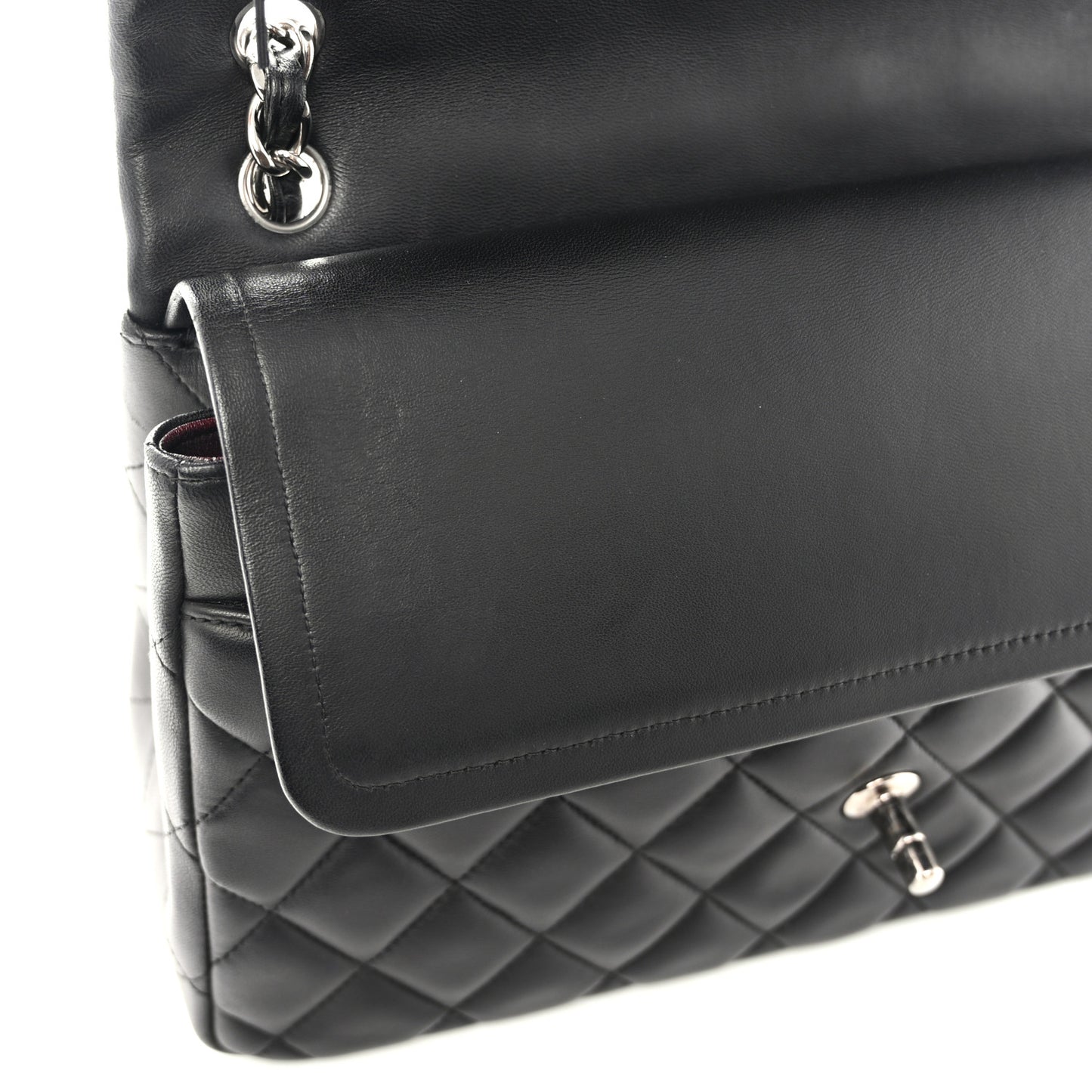 Lambskin Quilted Jumbo Double Flap Black