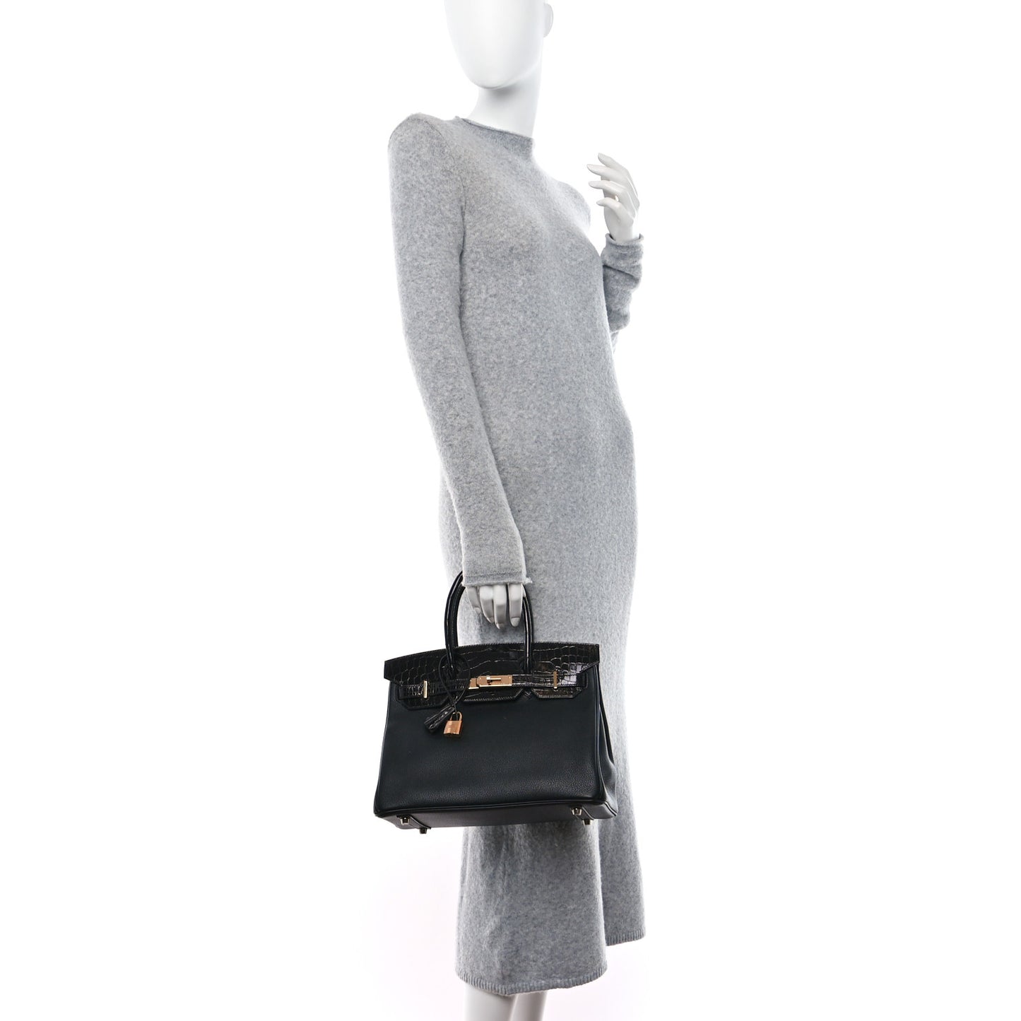 Taurillon Novillo Shiny Niloticus Crocodile Birkin Touch 30 Black