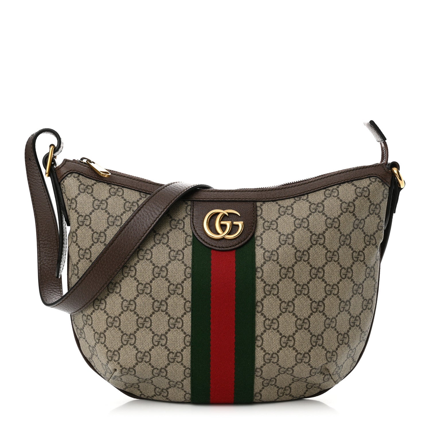 Gucci GG Supreme Monogram Web Small Ophidia Half Moon Hobo Brown 1 of 12