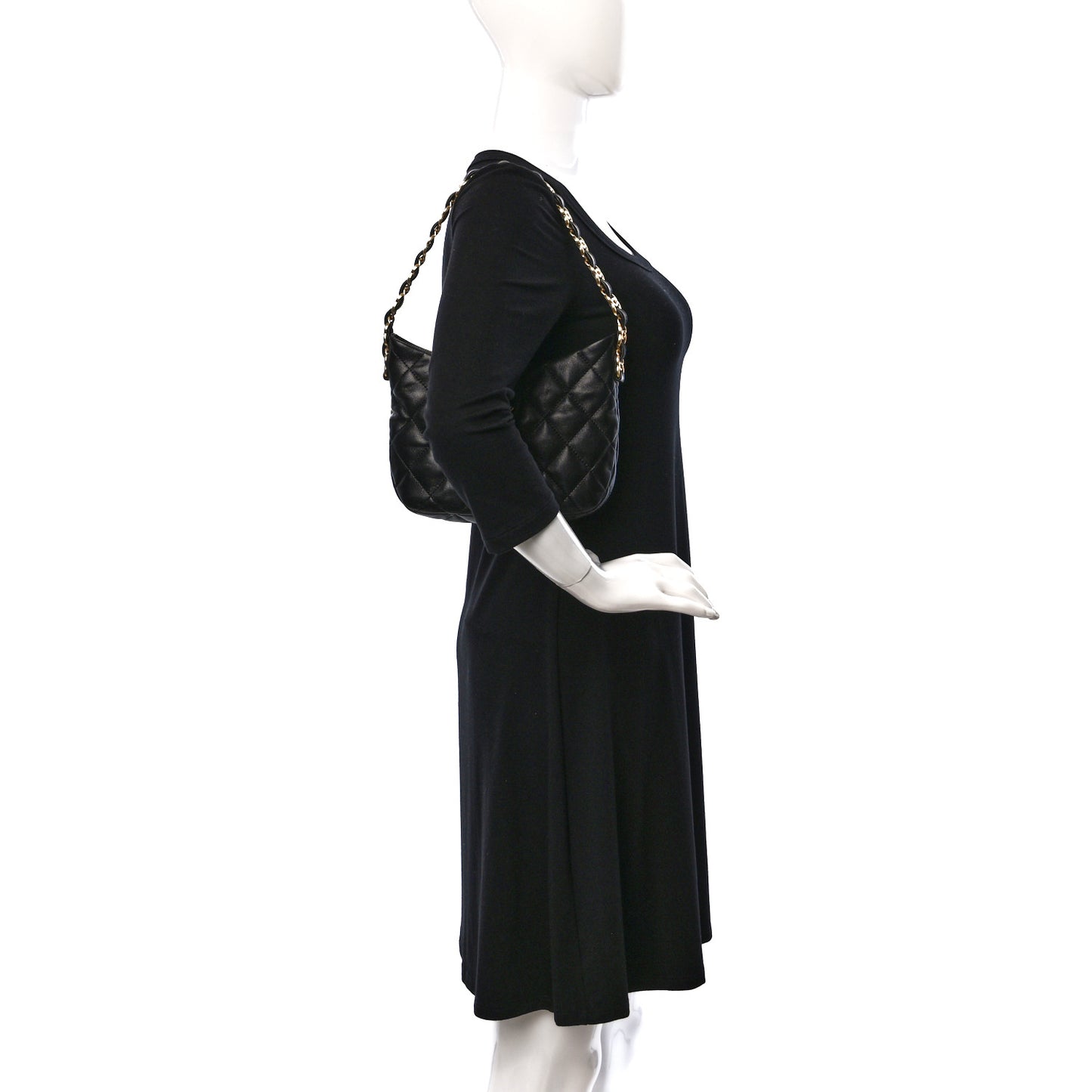 Lambskin Quilted CC Links Hobo Black