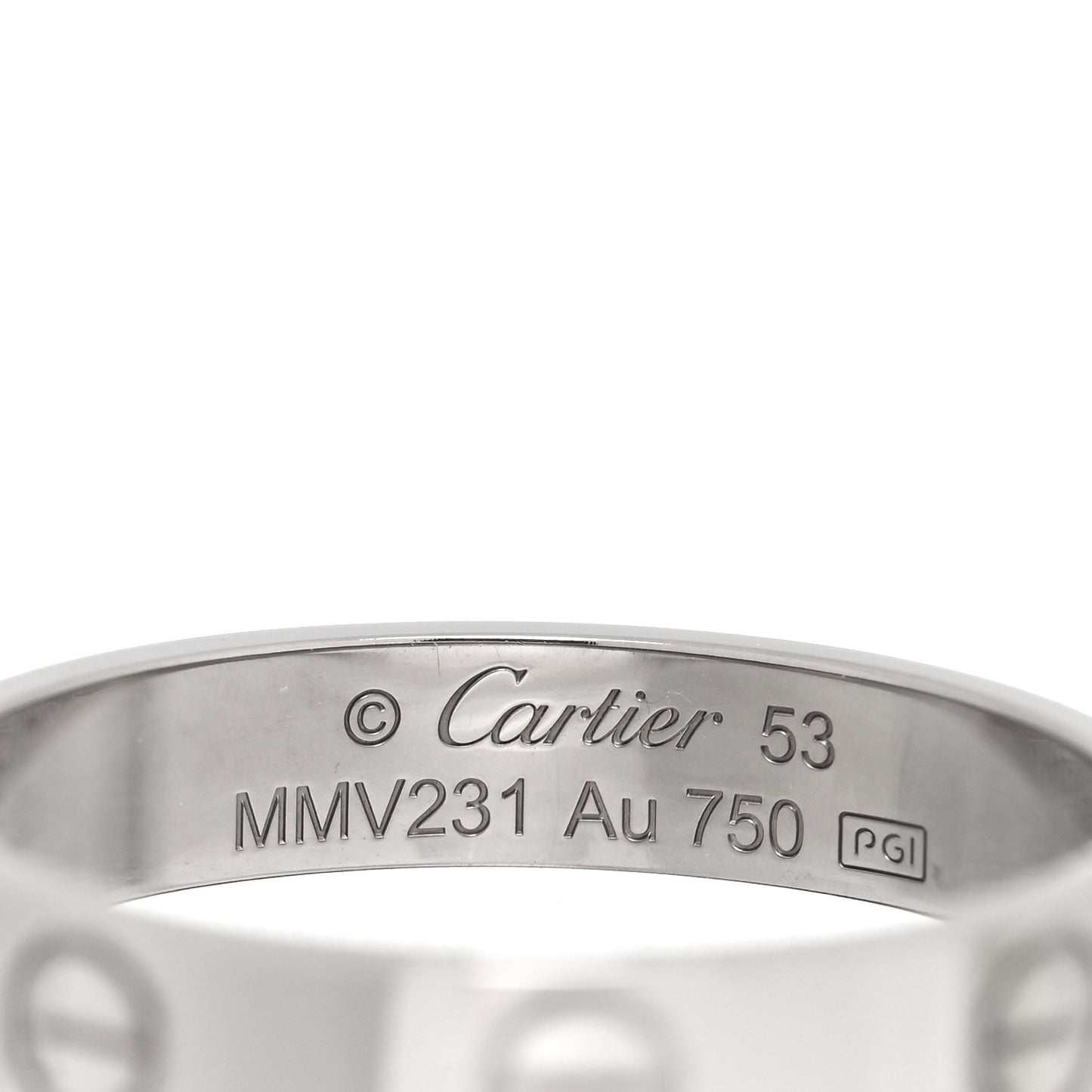 18K White Gold 3.5mm LOVE Wedding Band Ring 53 6.5