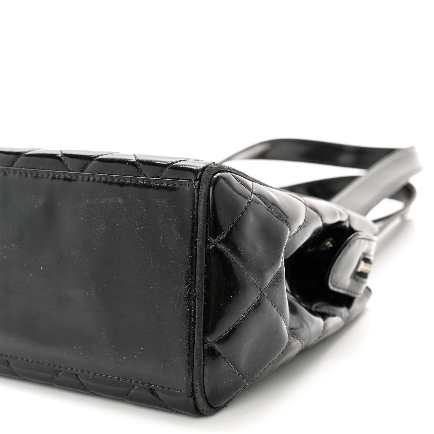 Patent Quilted Timeless CC Small Pocket Shoulder Bag Black