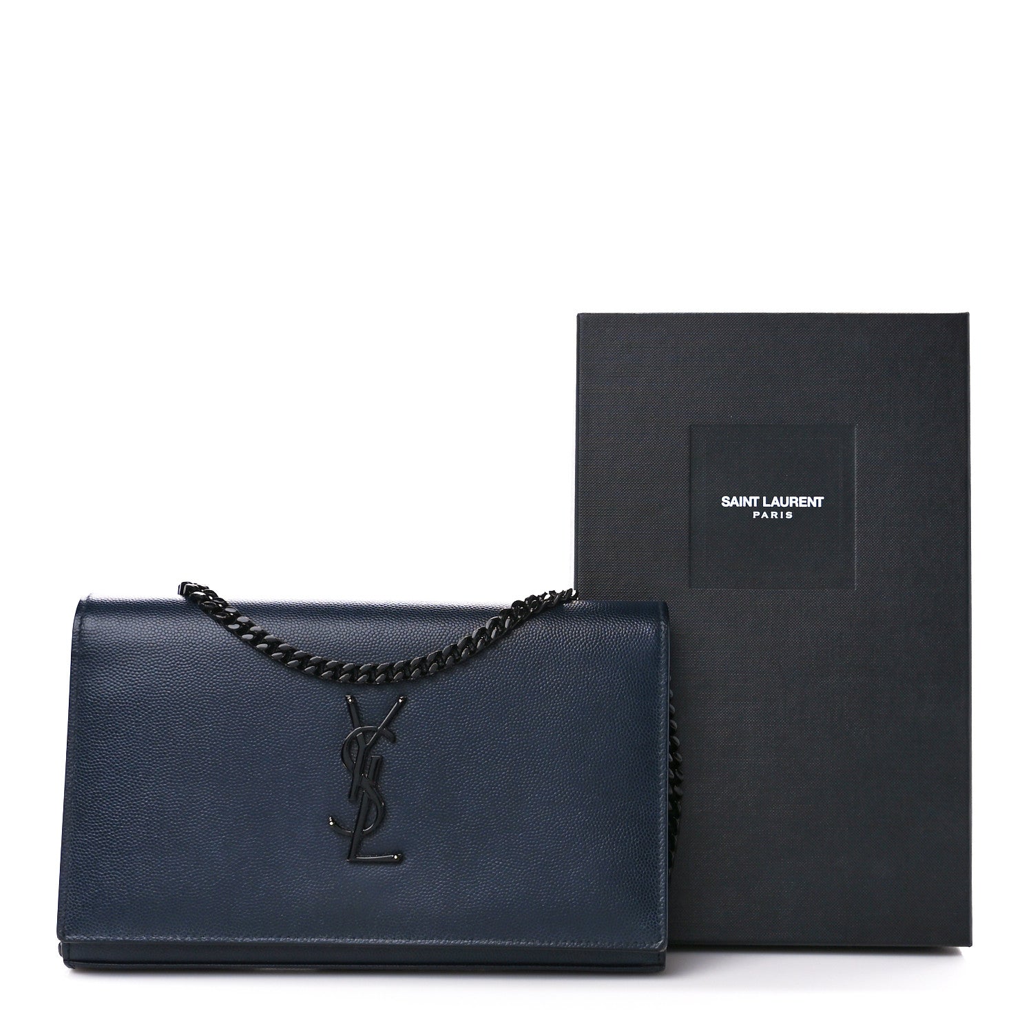 Saint Laurent Grain De Poudre Monogram Chain Wallet Marine 12 of 12