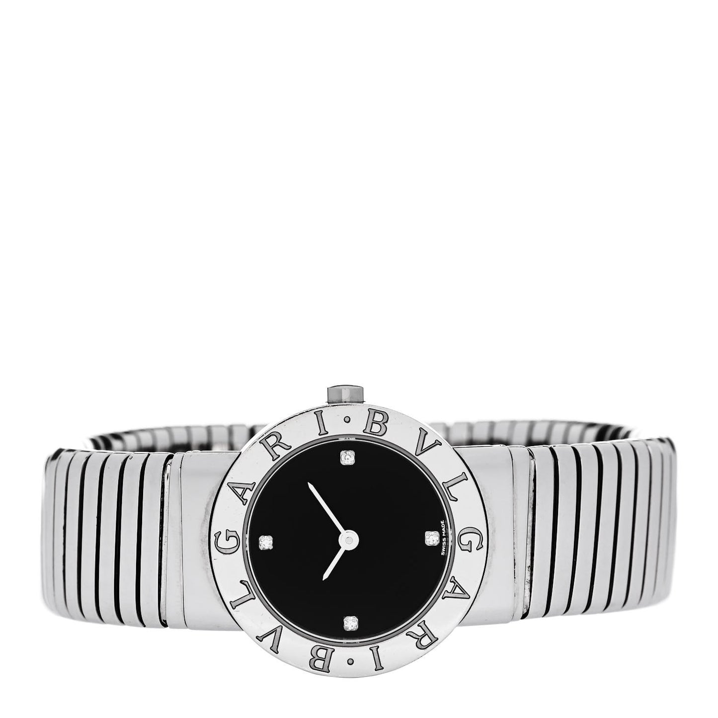 Stainless Steel Diamond 26mm Tubogas Quartz Watch Black