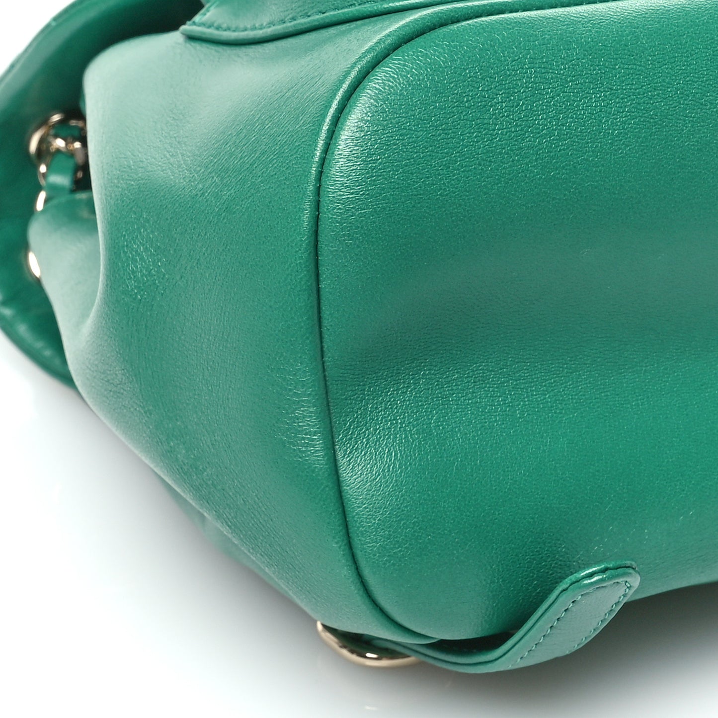 Lambskin Quilted Small Duma Drawstring Backpack Green