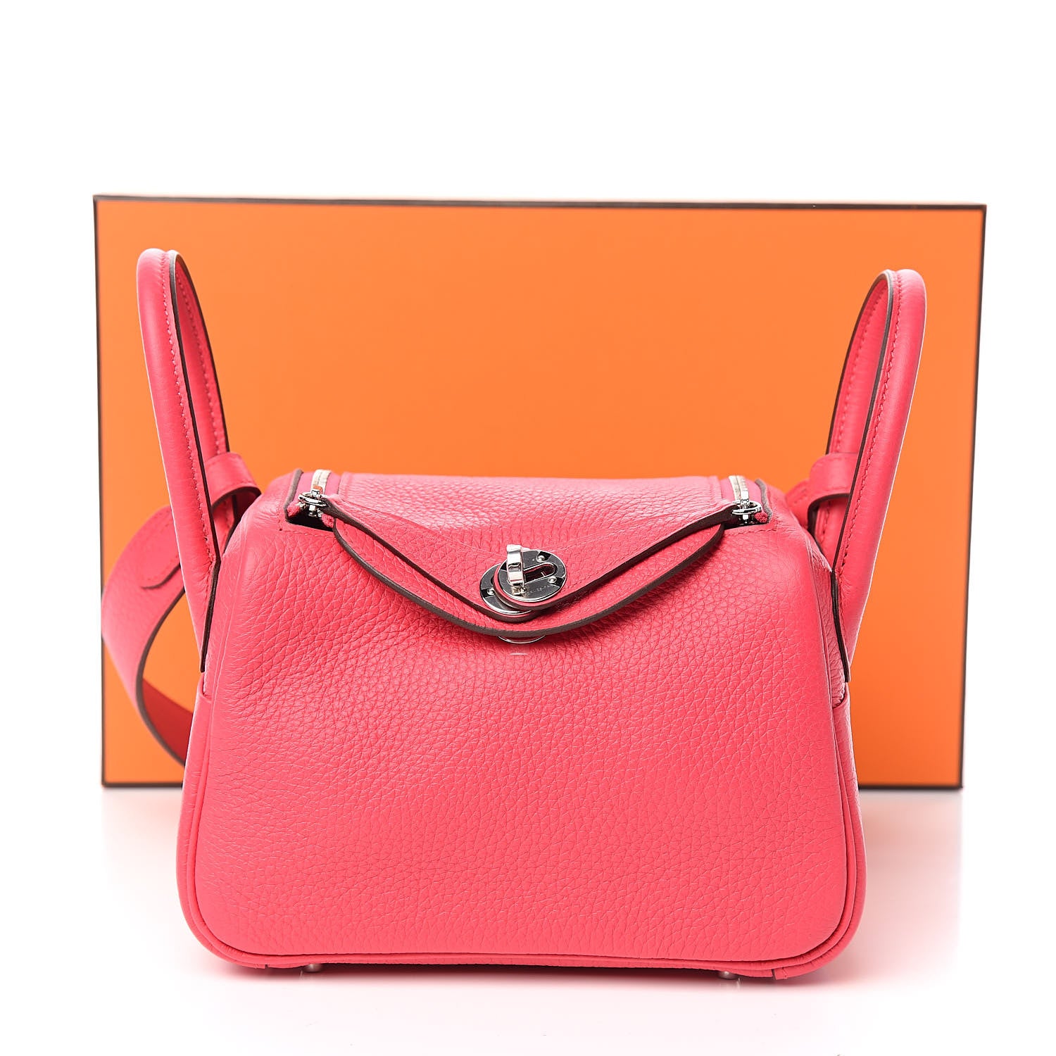 Hermes Taurillon Clemence Mini Lindy 20 Rose Extreme 10 of 10