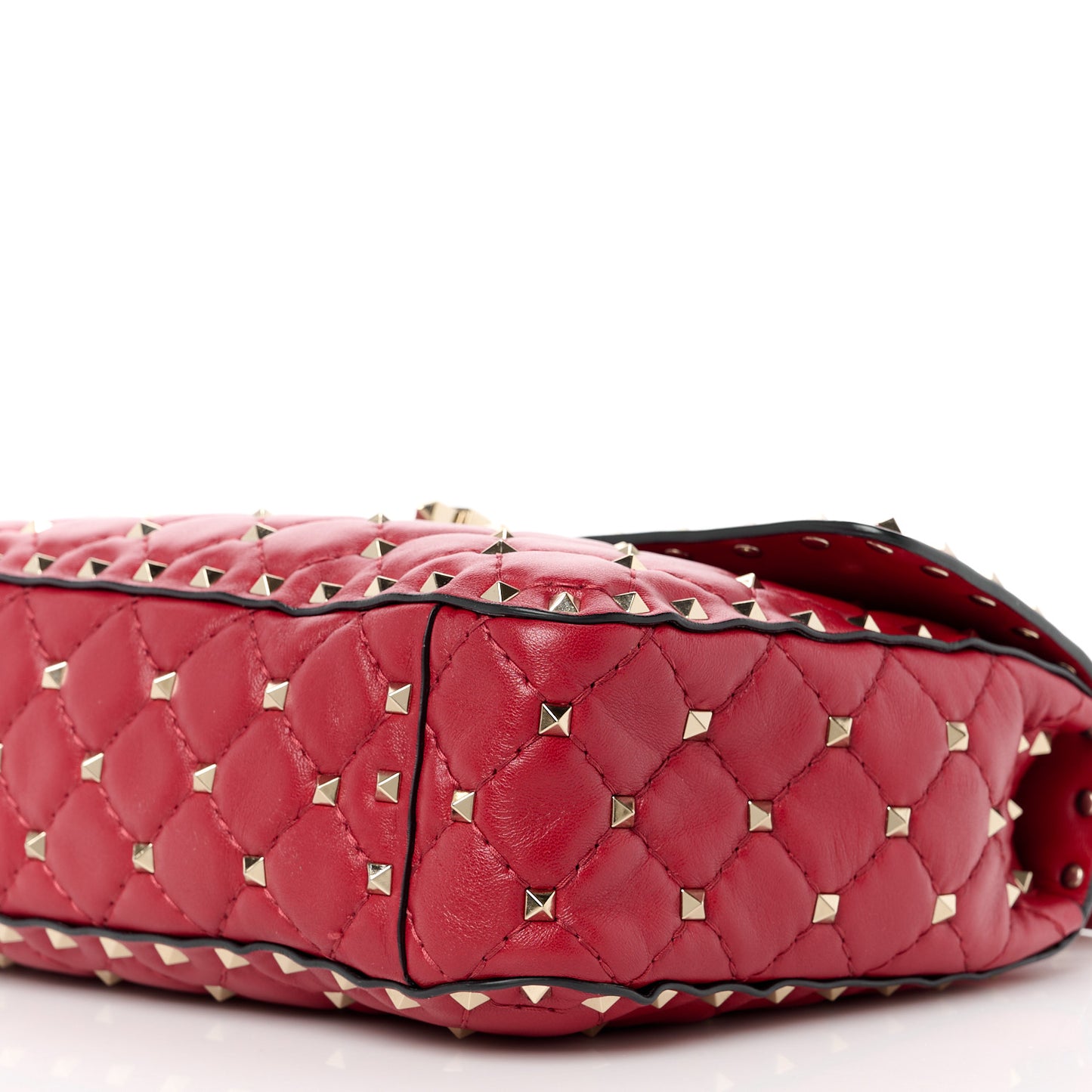 Lambskin Medium Rockstud Spike Shoulder Bag Red