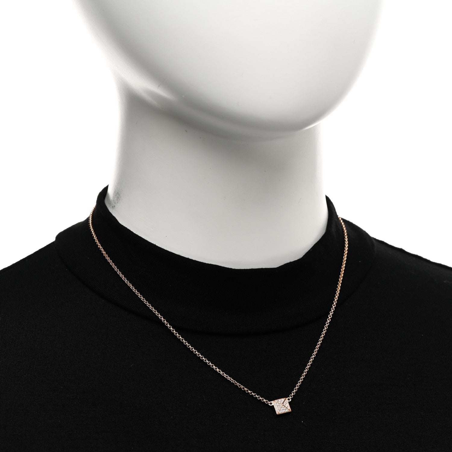 Hermes 18K Rose Gold Diamond Clou d'H Pendant Necklace 2 of 4