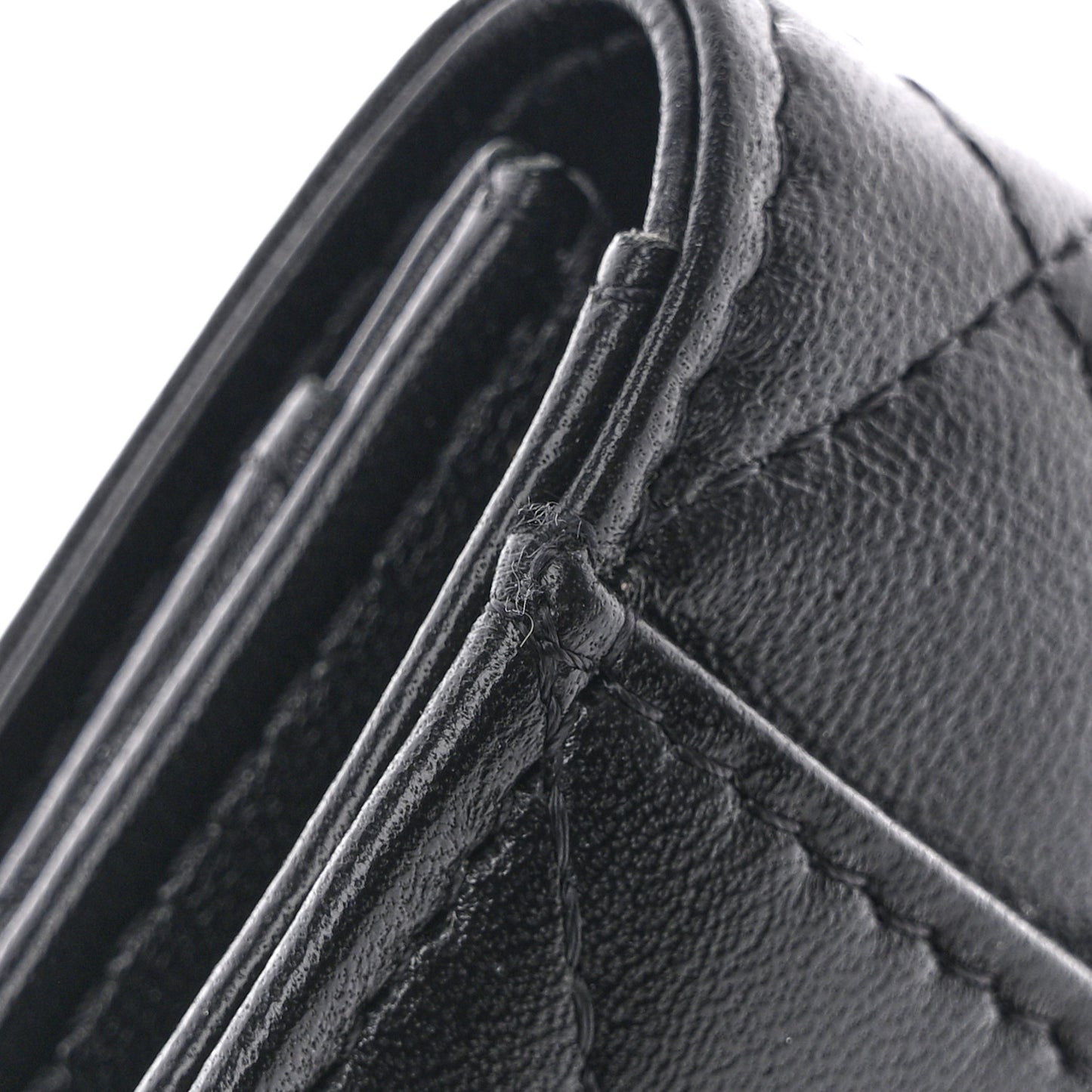 Lambskin Quilted Flap Card Holder Wallet So Black