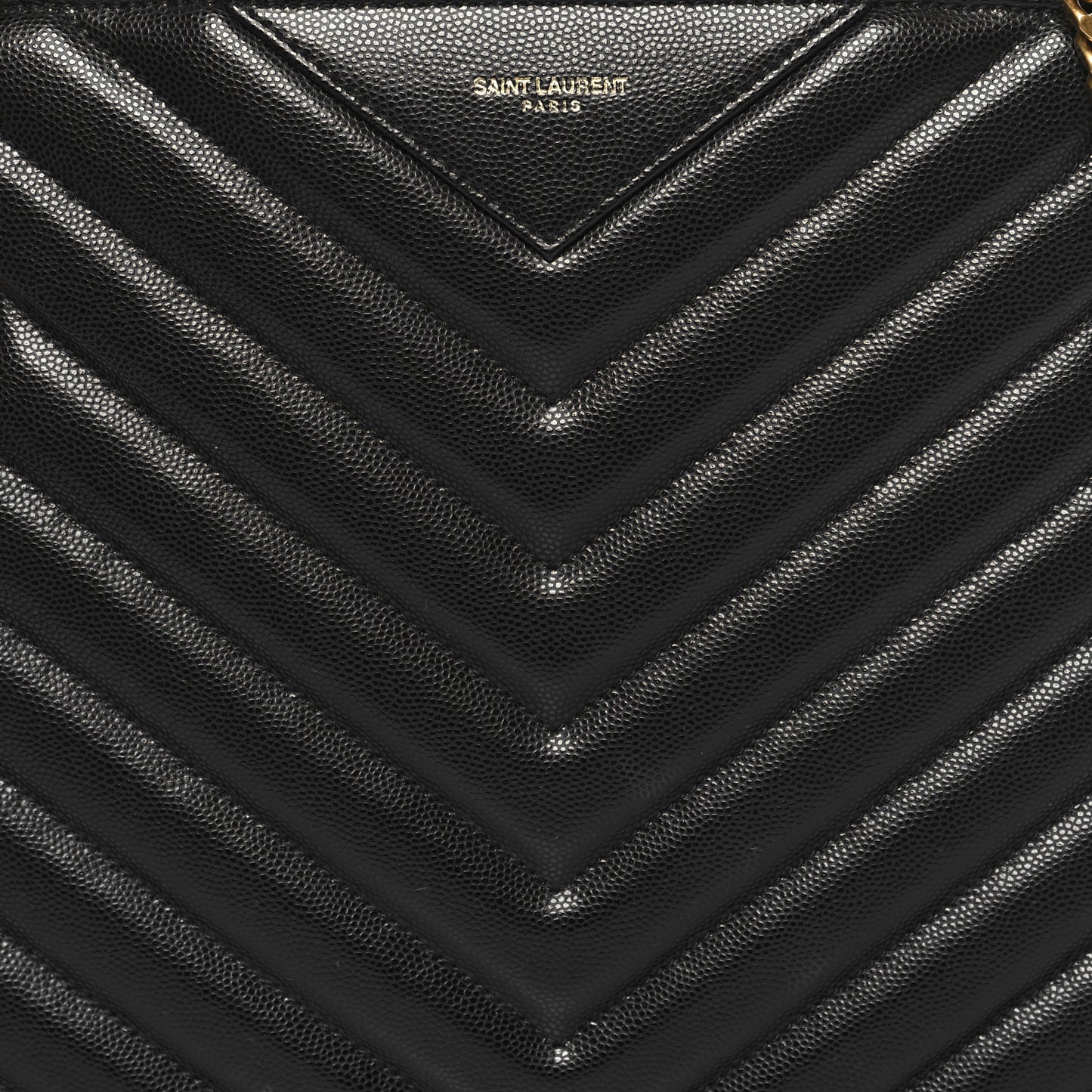 Grain de Poudre Matelasse Chevron Medium Tribeca Shopping Bag Black