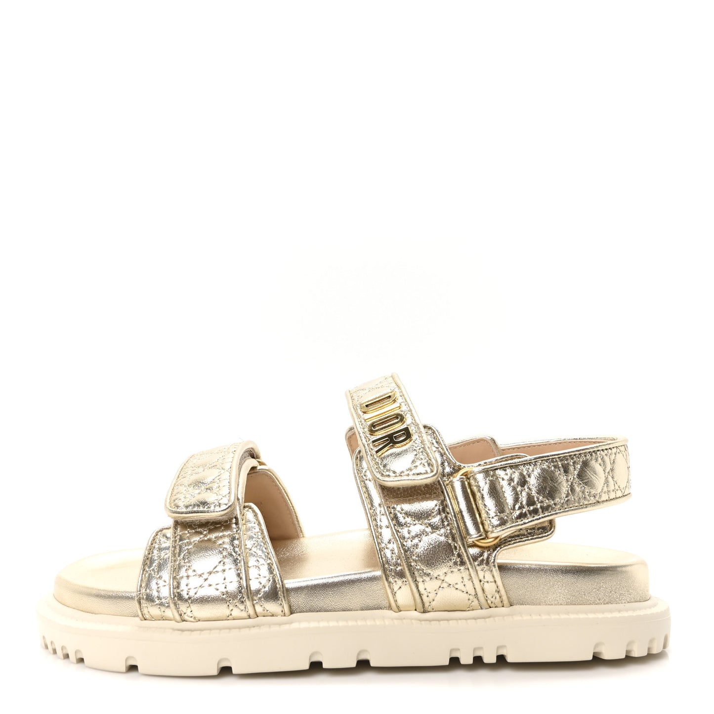 Laminated Sheepskin Cannage Dioract Sandals 38.5 Pale Gold