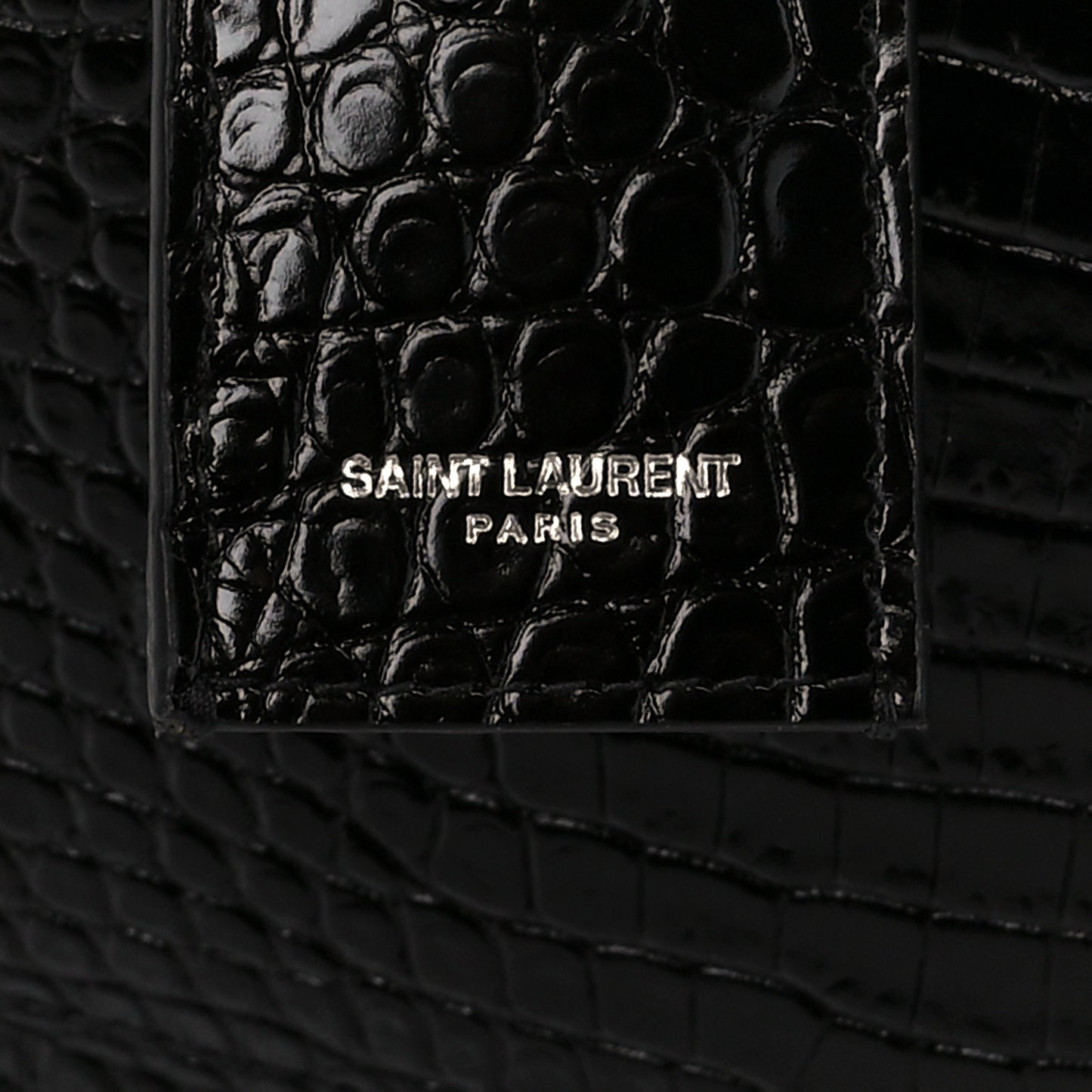 Calfskin Crocodile Embossed Large Monogram Sunset Black