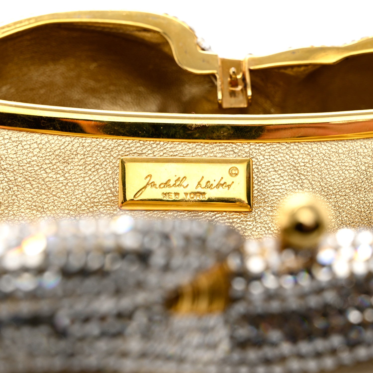 Judith Leiber Swarovski Crystal Sleeping Cat Minaudiere Clutch Silver 7 of 10