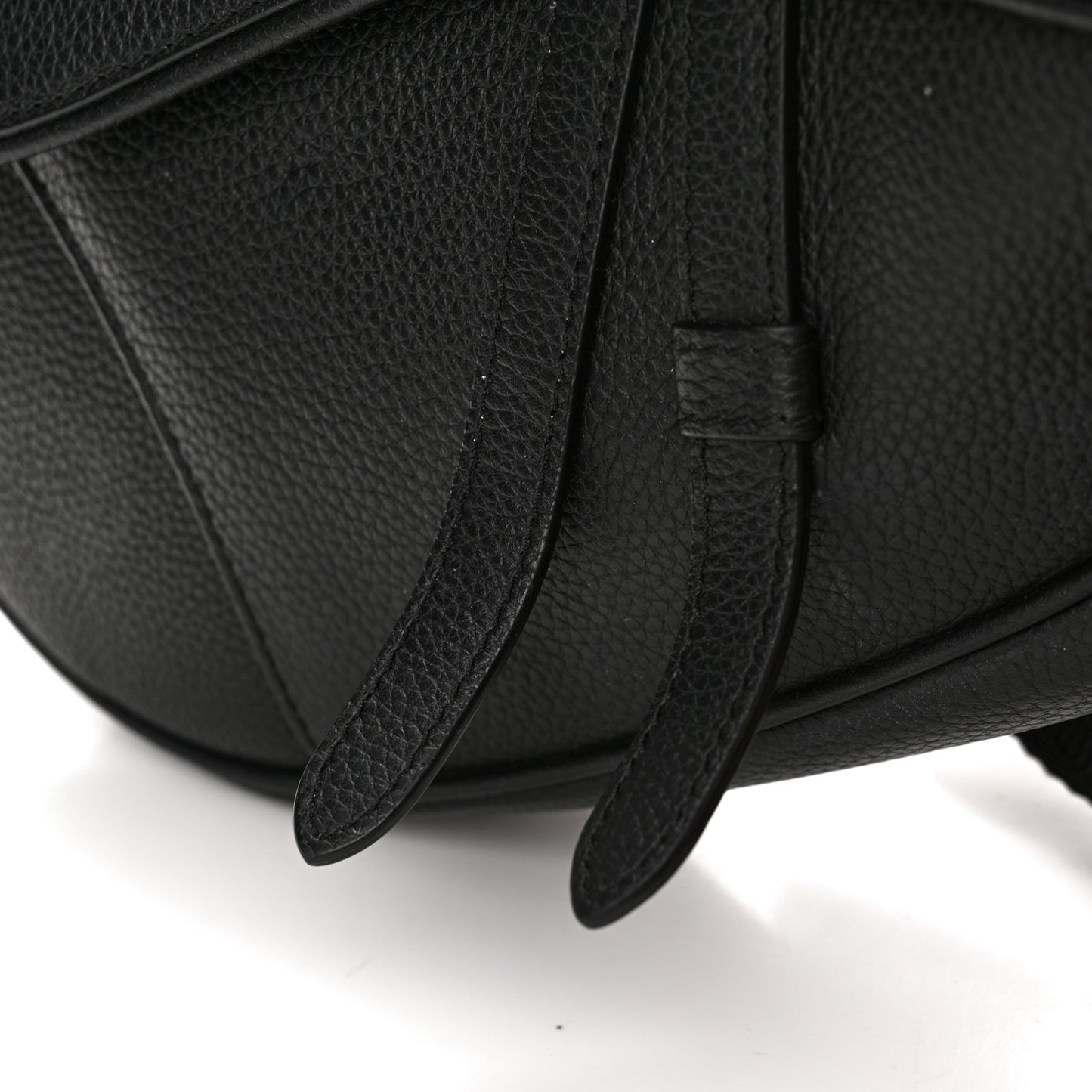 Grained Calfskin Mens Mini Saddle Bag Black