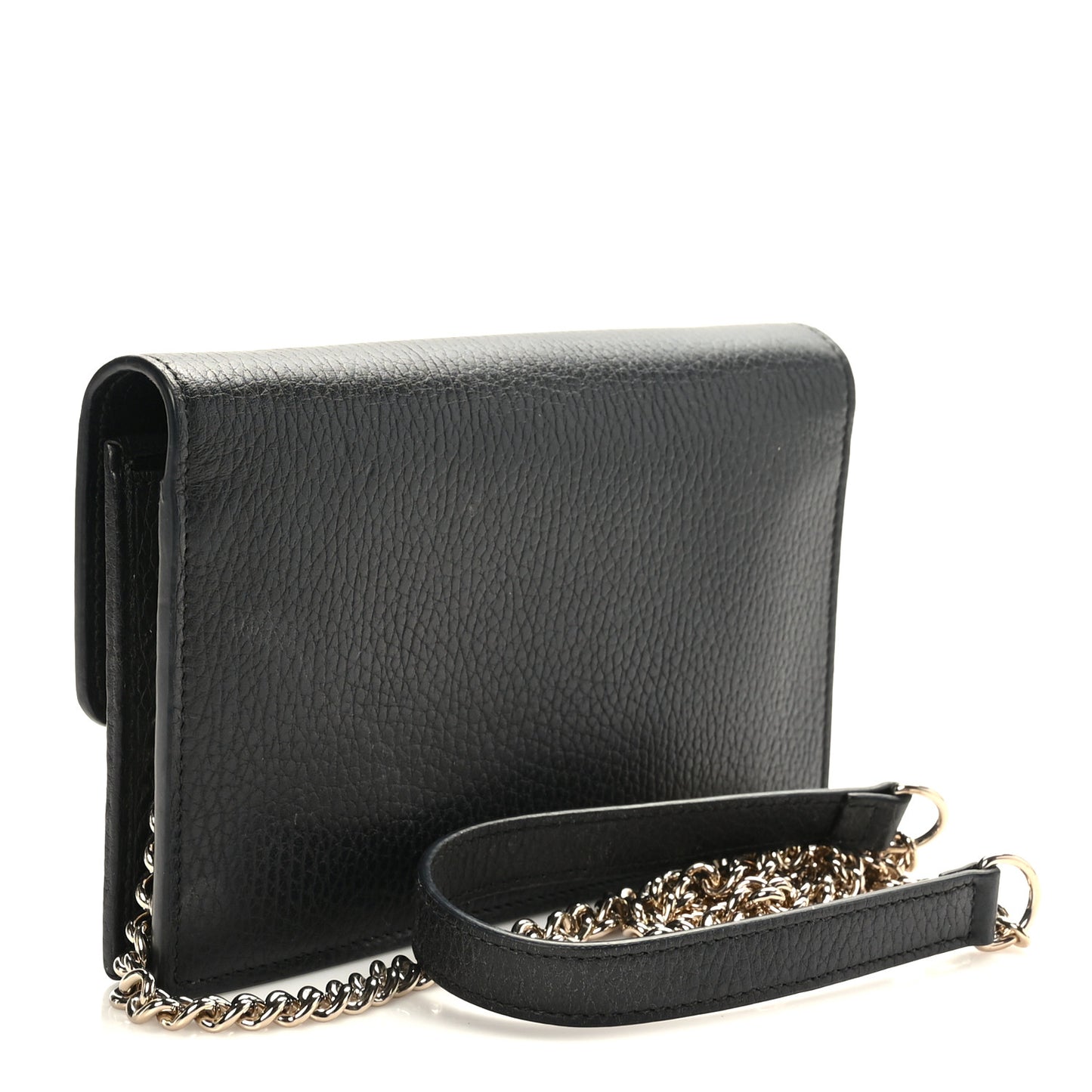 Dollar Calfskin Interlocking G Chain Wallet Black