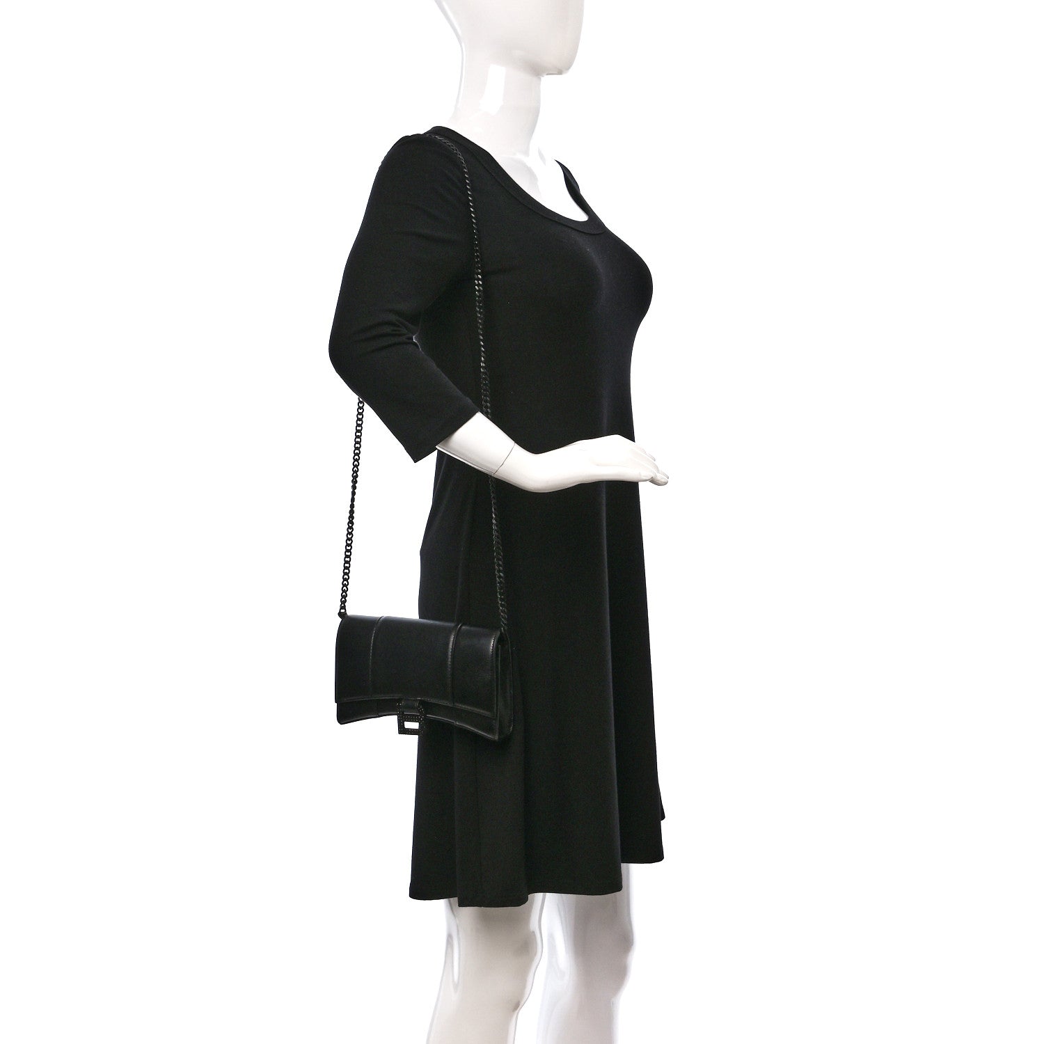 Balenciaga Calfskin Strass Monochrome Hourglass Chain Bag Black 2 of 11