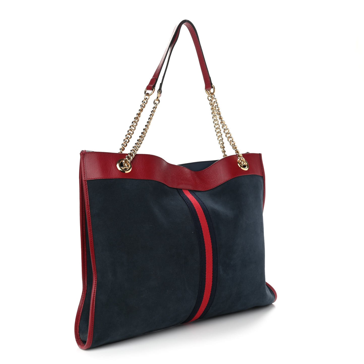 X MLB Suede Calfskin NY Yankees Large Rajah Chain Tote New Blue Romantic Cherry