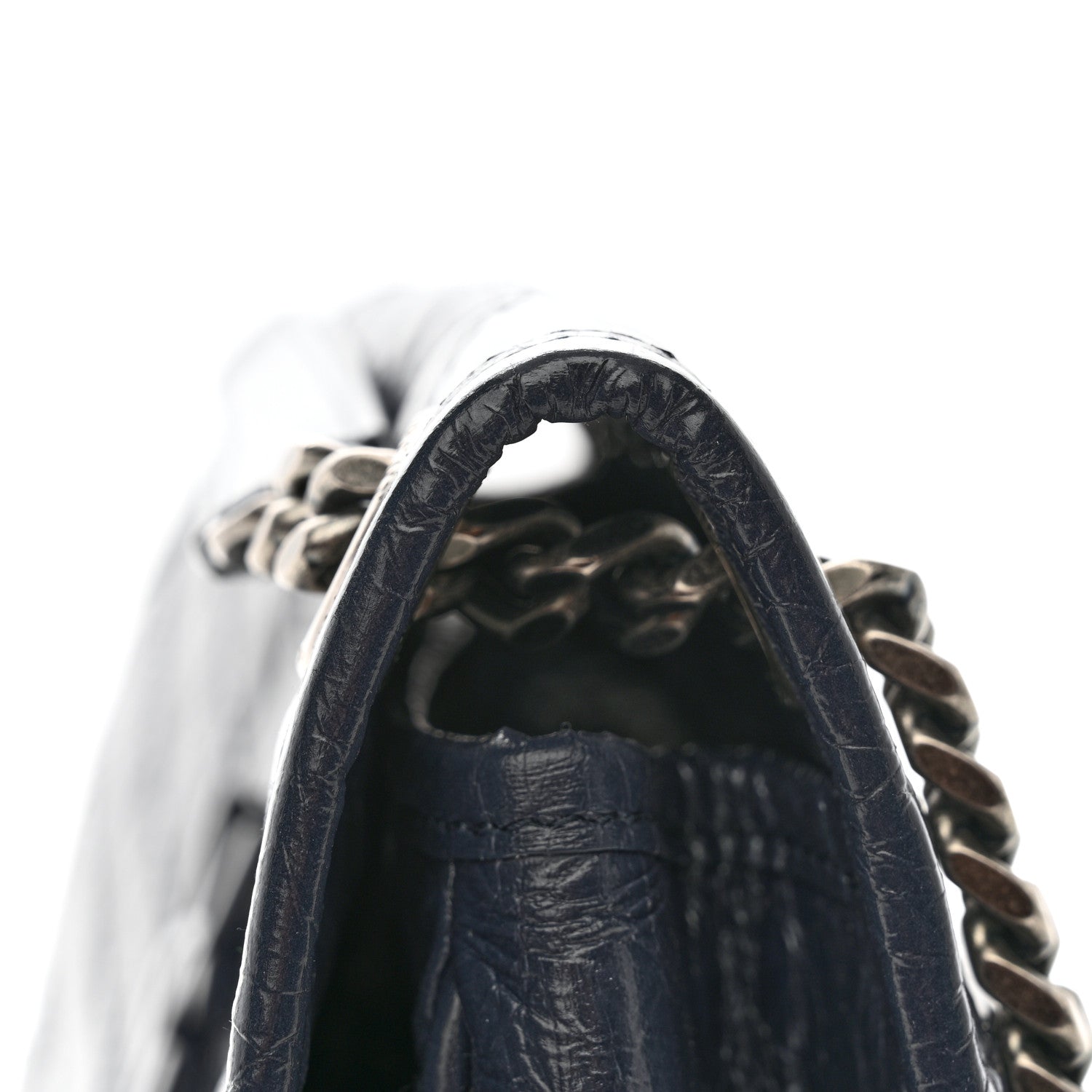 Saint Laurent Crinkled Calfskin Matelasse Monogram Medium Niki Chain Satchel Deep Marine 12 of 13