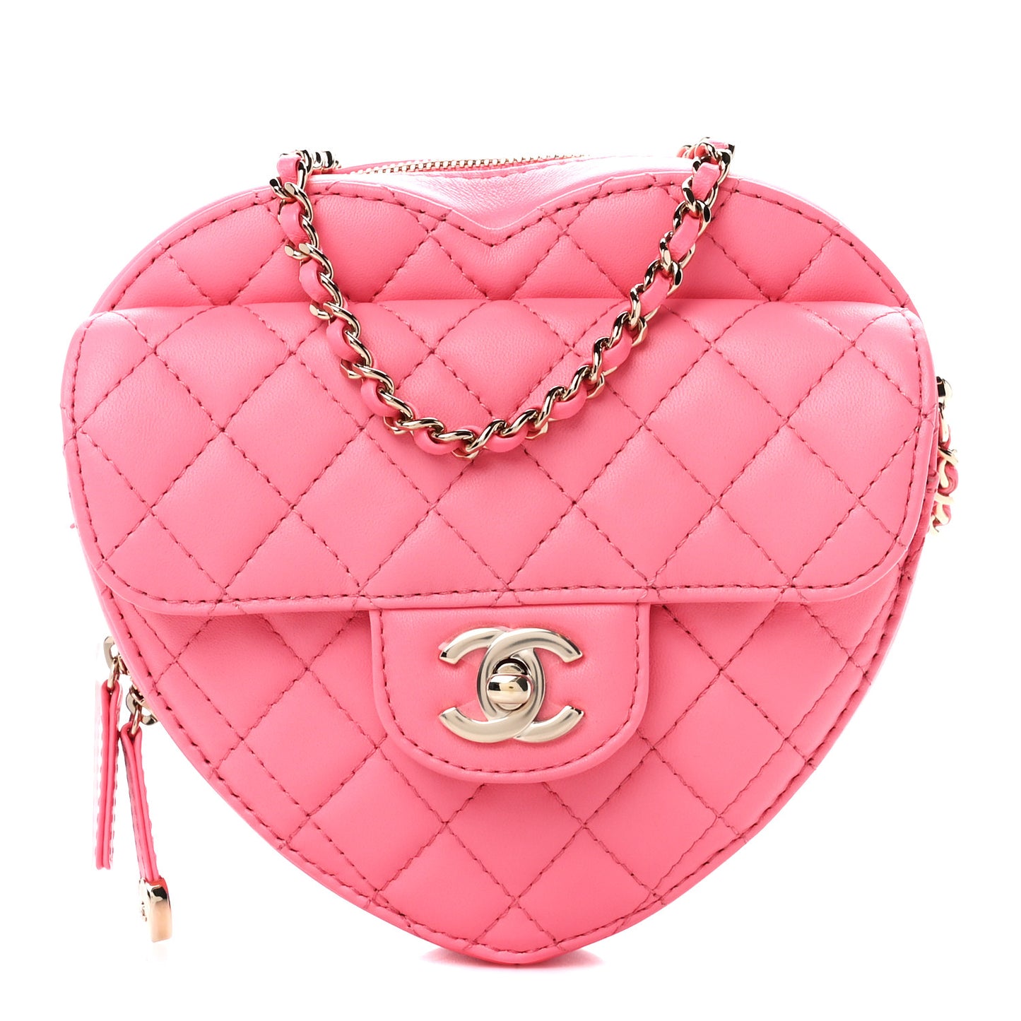 Lambskin Quilted CC In Love Heart Bag Pink