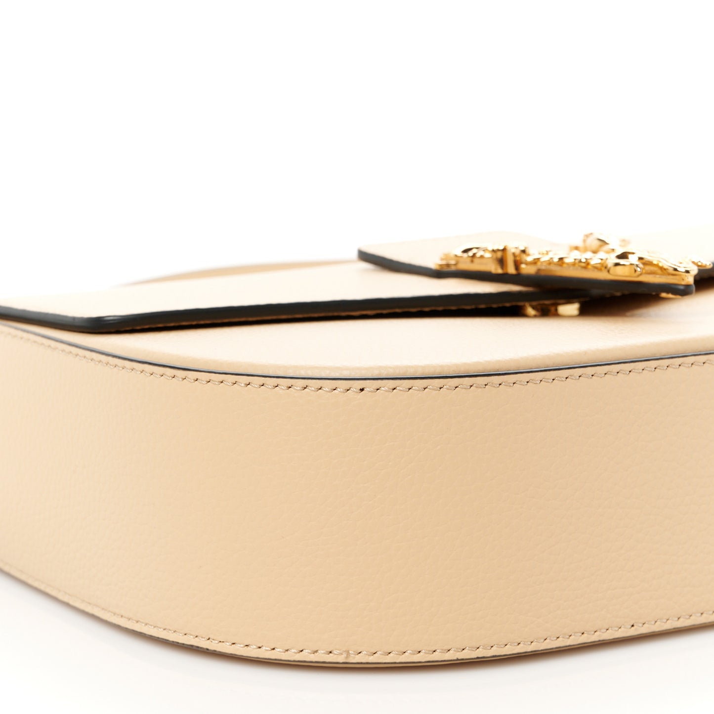 Grained Calfskin Virtus Crossbody Bag Beige