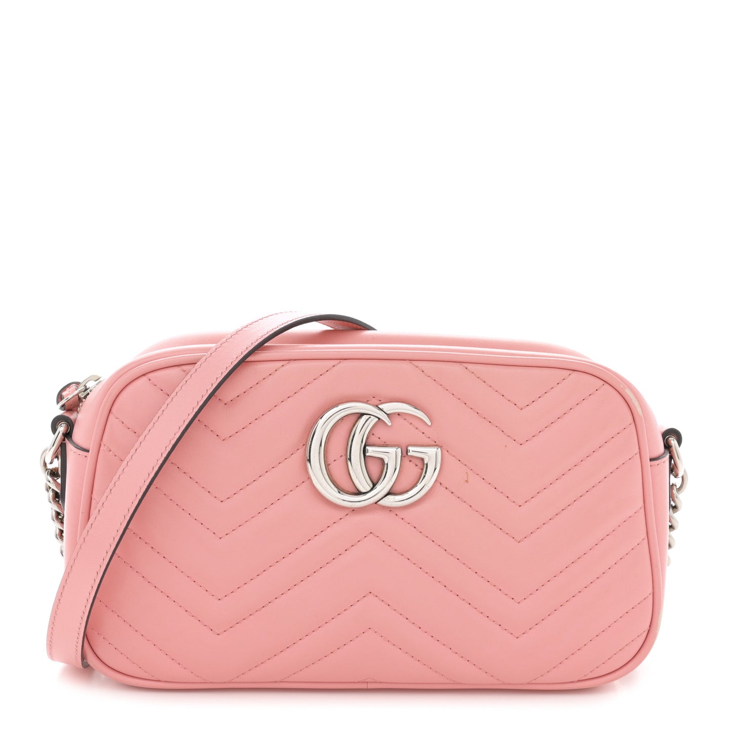 Calfskin Matelasse Small GG Marmont Chain Shoulder Bag Wild Rose
