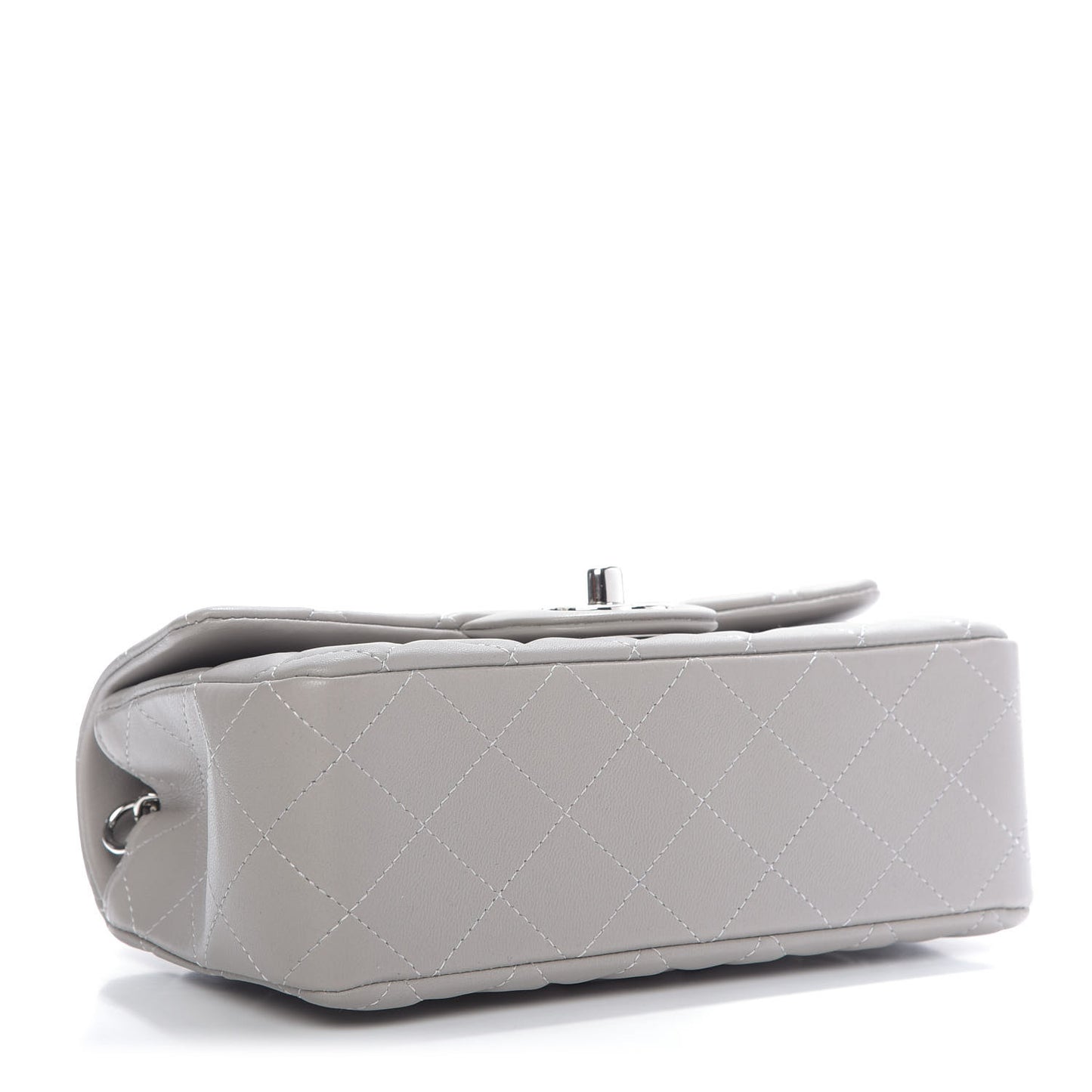 Lambskin Quilted Mini Rectangular Flap Grey