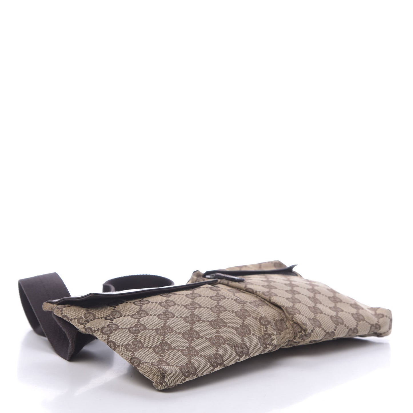 GG Monogram Double Pocket Belt Bag Dark Brown