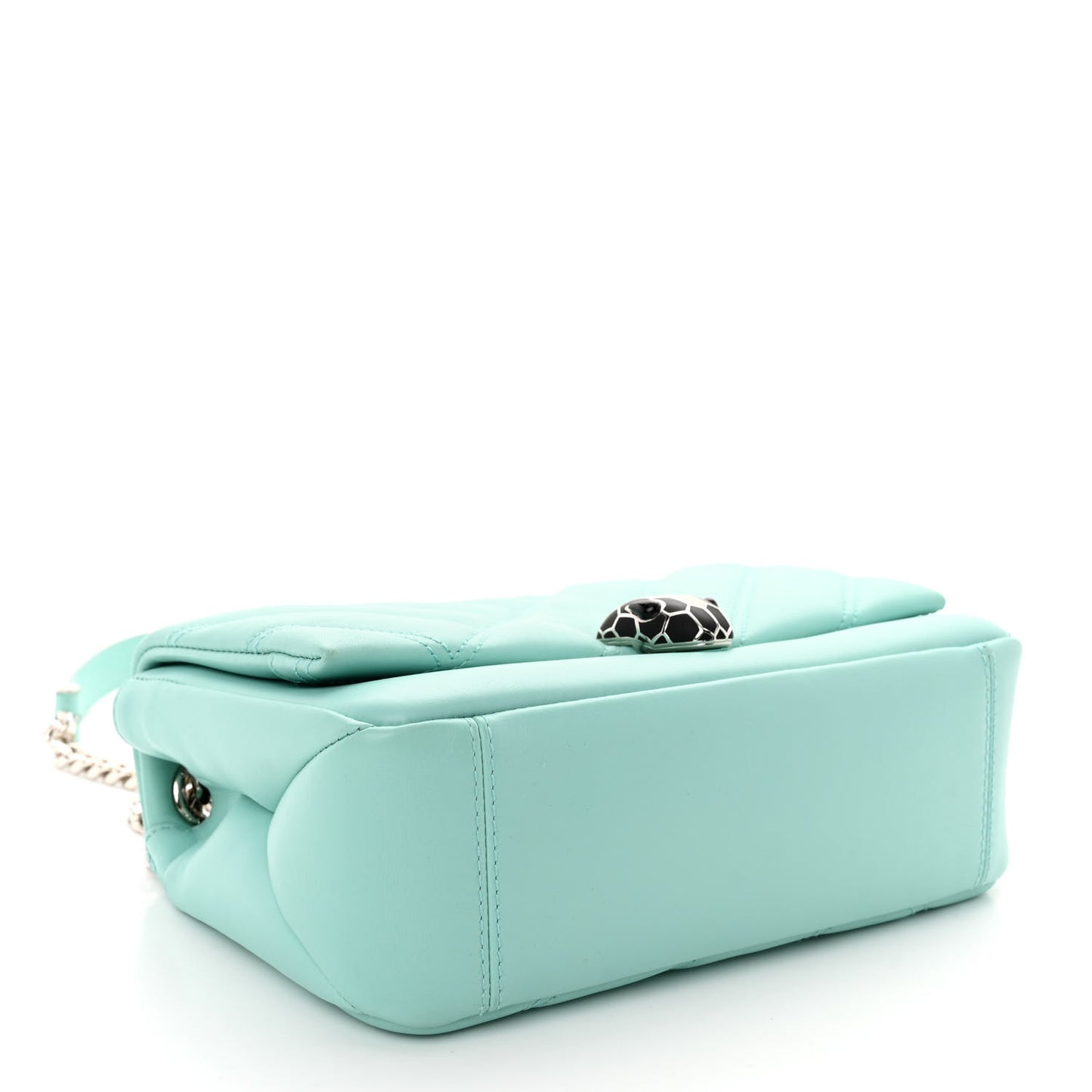 Calfskin Matelasse Small Serpenti Cabochon Shoulder Bag Turquoise