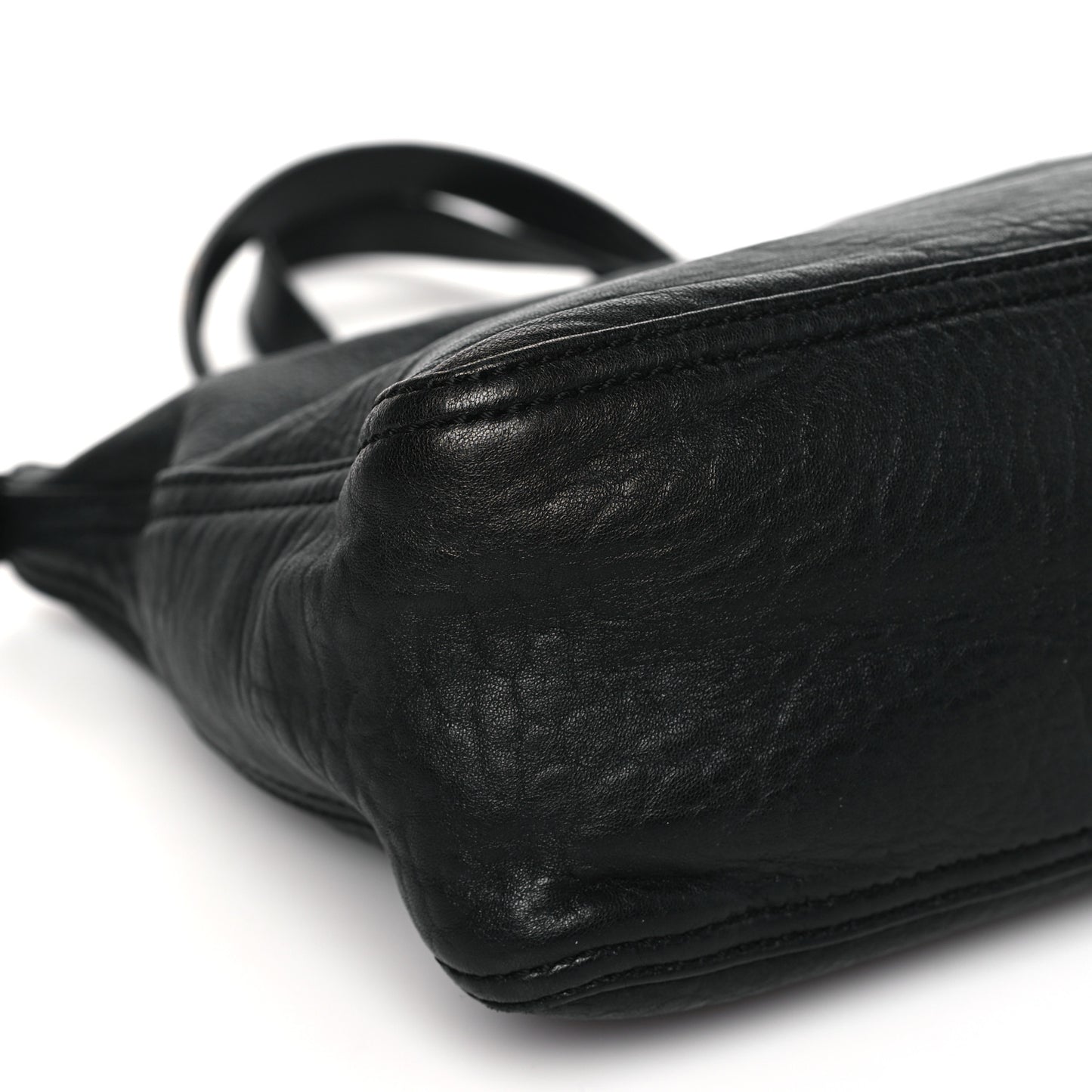 Crinkled Lambskin Zip Tote Black