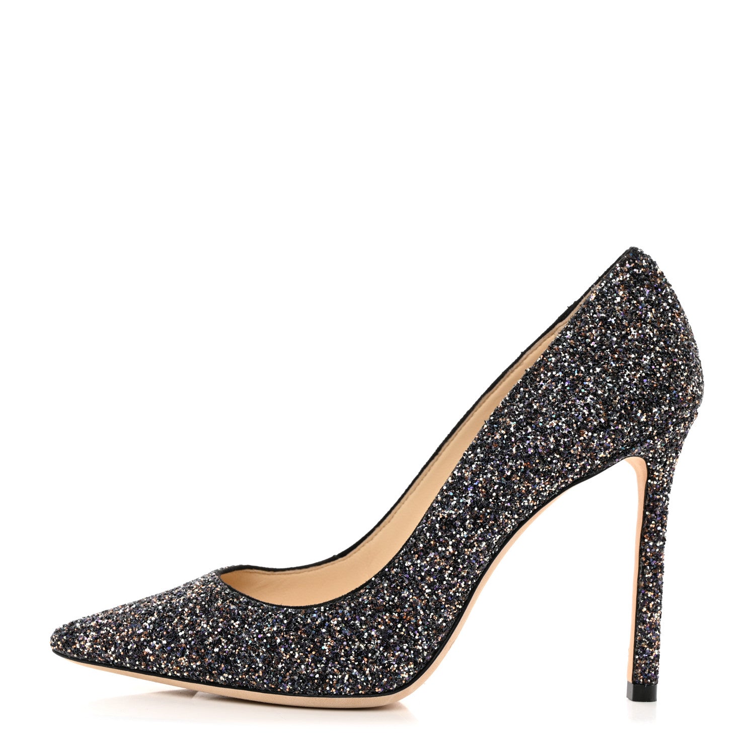 Jimmy Choo Coarse Glitter Degrade Pointy Toe Romy 100 Pumps 36 Black 1 of 7
