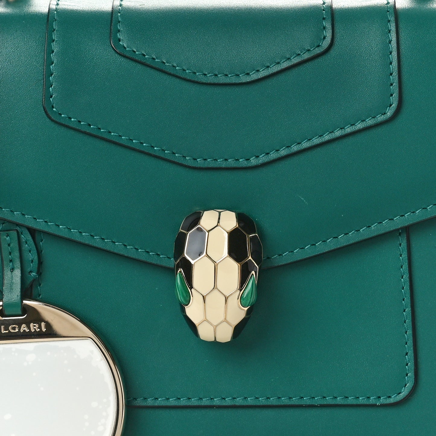 Calfskin Serpenti Forever Top Handle Emerald Green