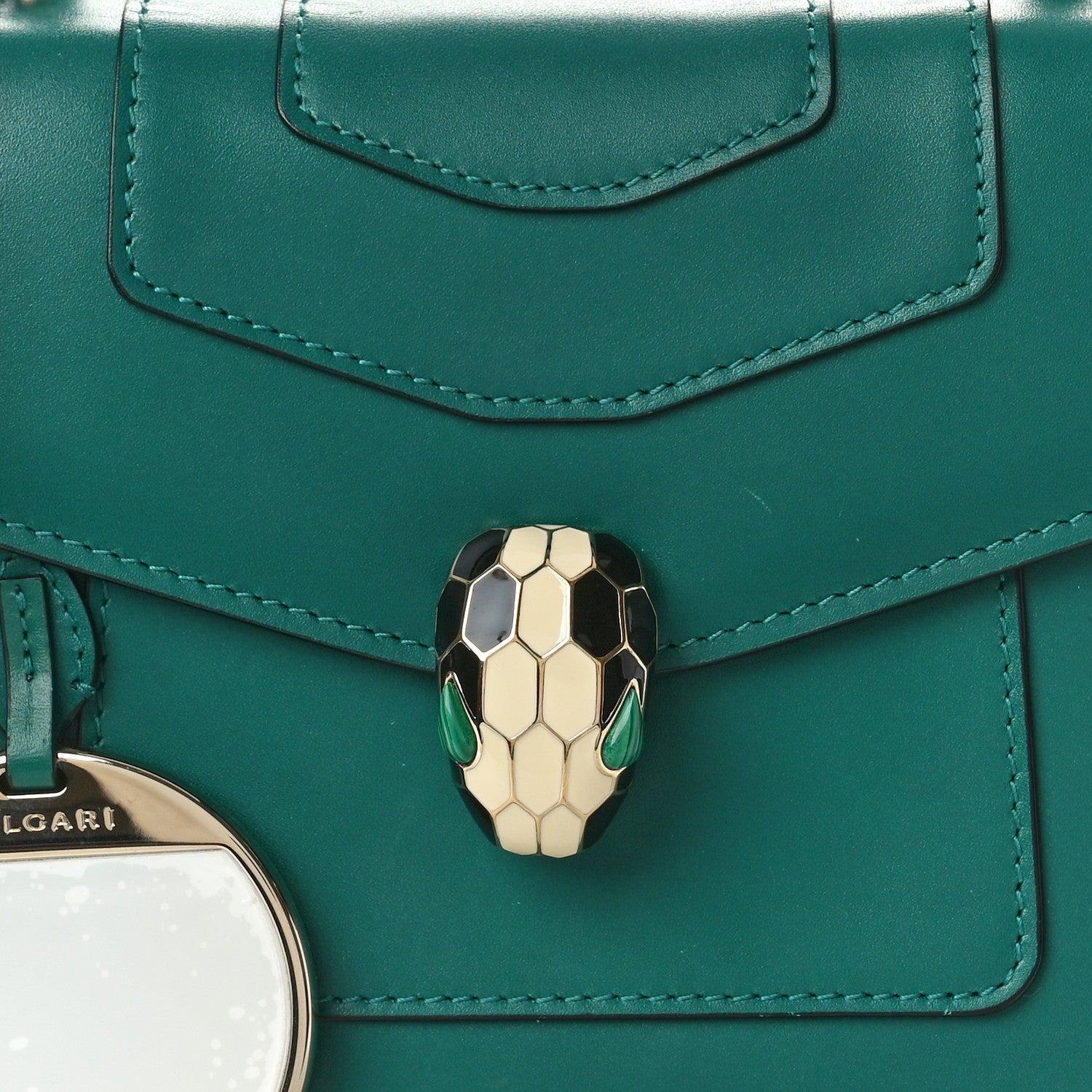 Bulgari Calfskin Serpenti Forever Top Handle Emerald Green 8 of 10