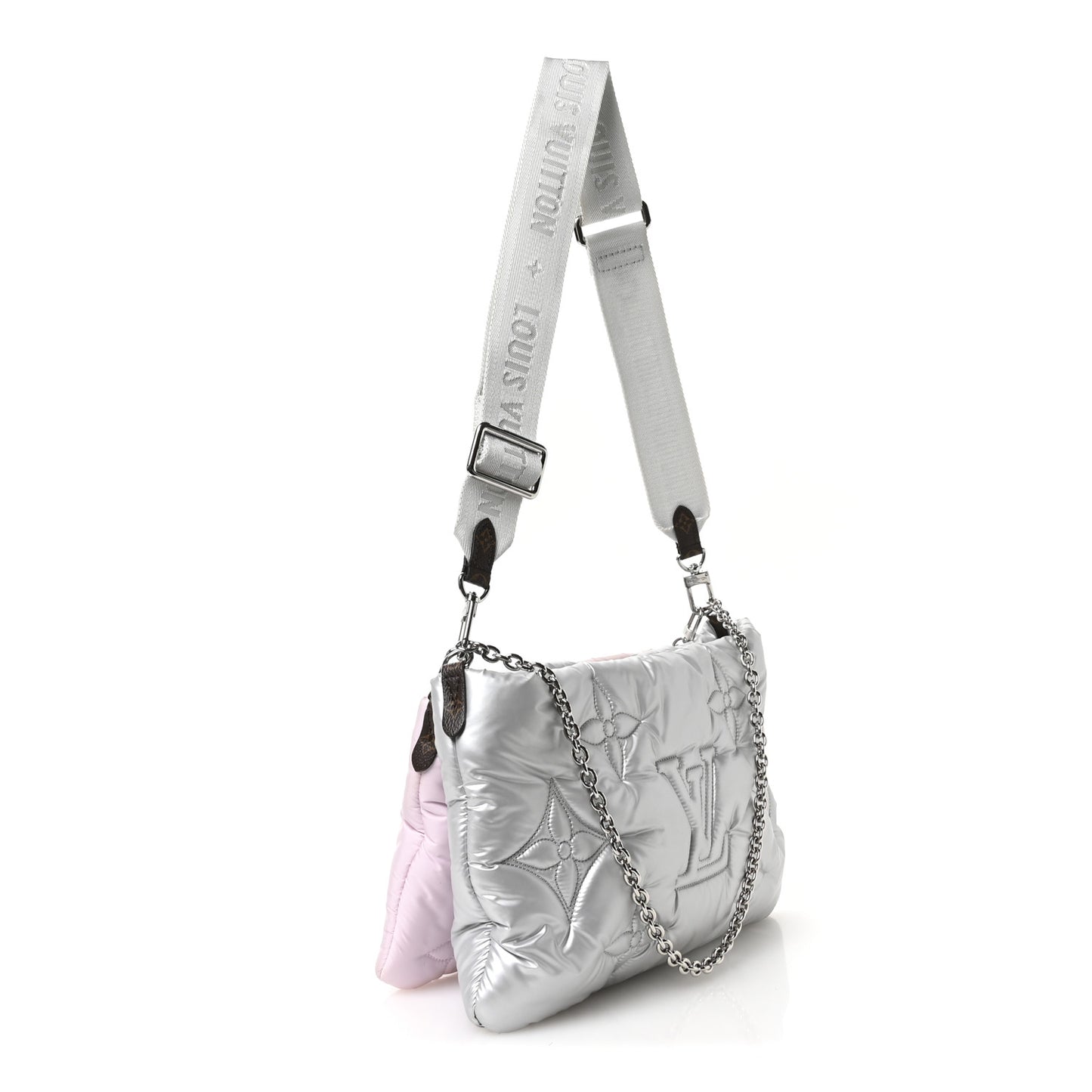 Econyl Monogram Pillow Maxi Multi Pochette Accessories Silver Pale Pink