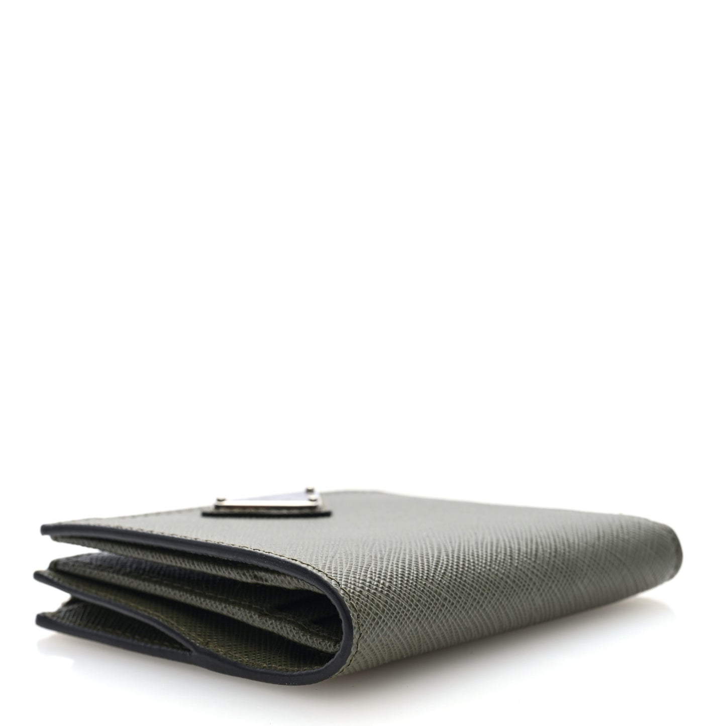Saffiano Zip Top Compact Wallet Dark Green