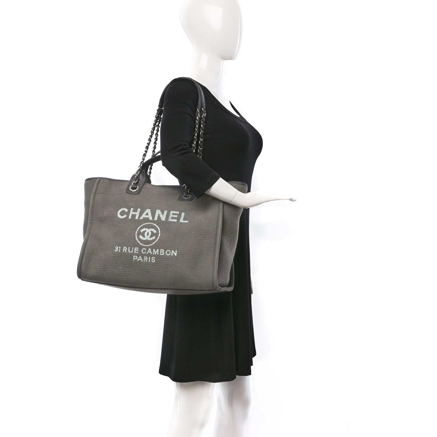 Chanel Mixed Fibers Small Deauville Tote Grey 2 of 10