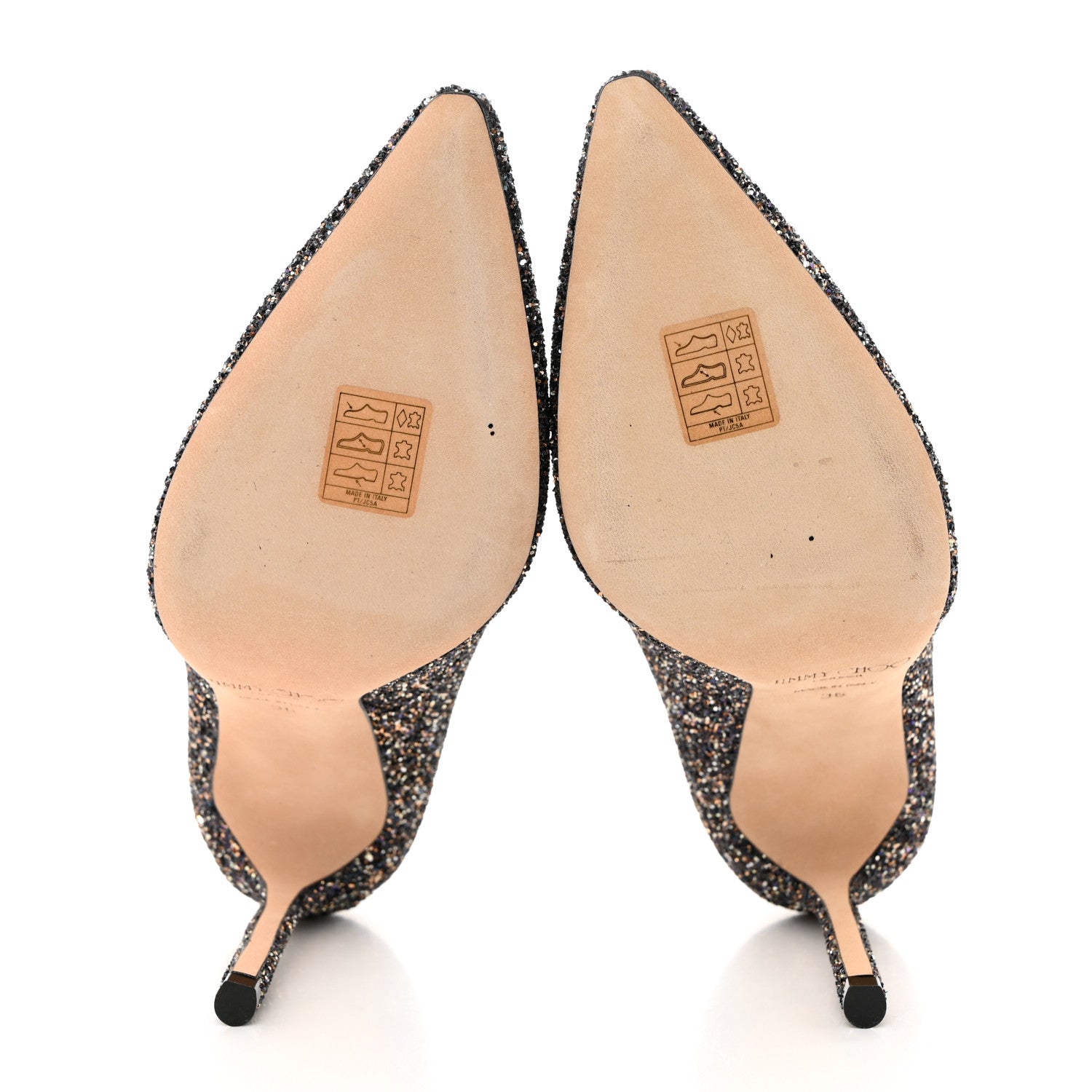 Jimmy Choo Coarse Glitter Degrade Pointy Toe Romy 100 Pumps 36 Black 5 of 7