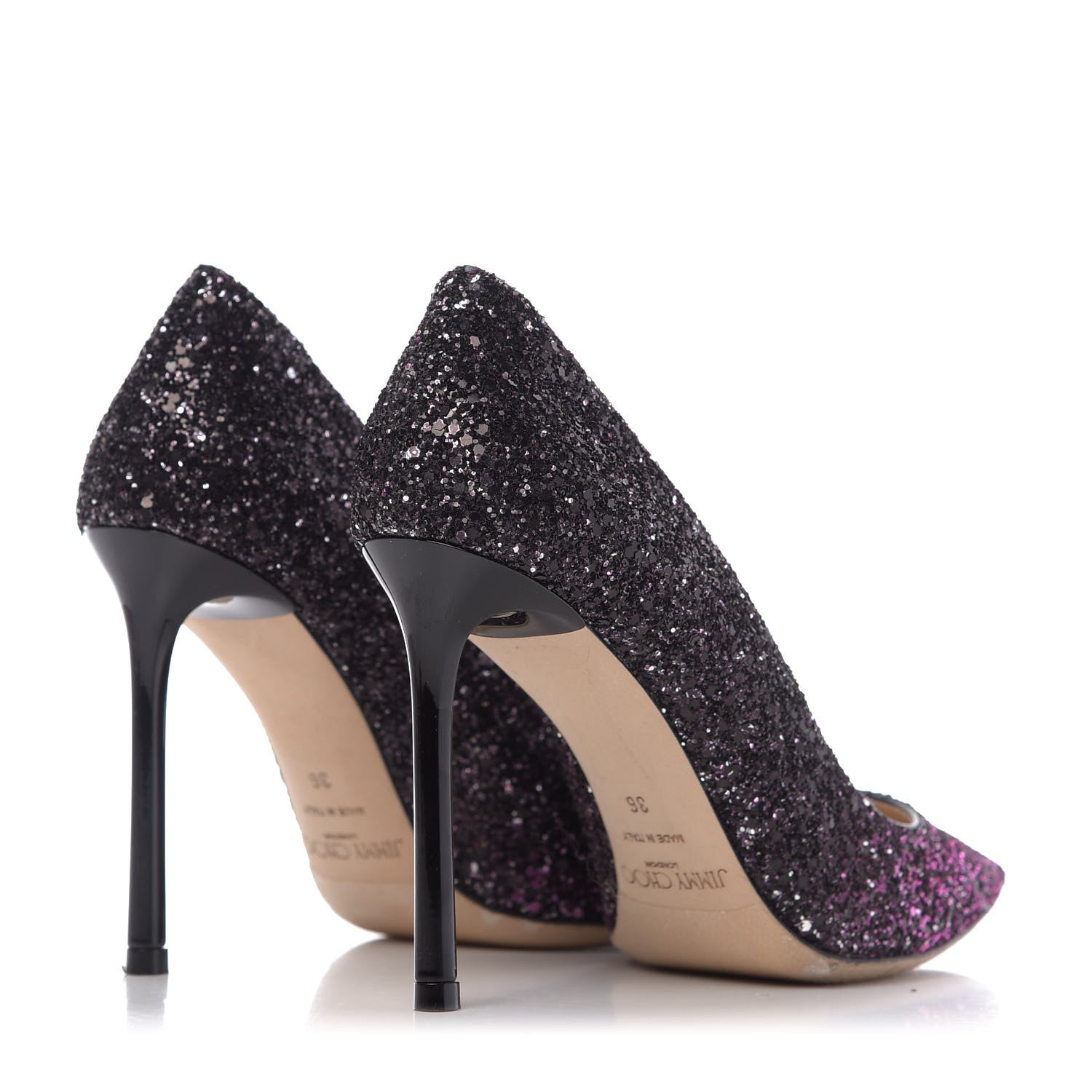 Jimmy Choo Coarse Glitter Degrade Romy 100 Pumps 36 Pink Black 4 of 12