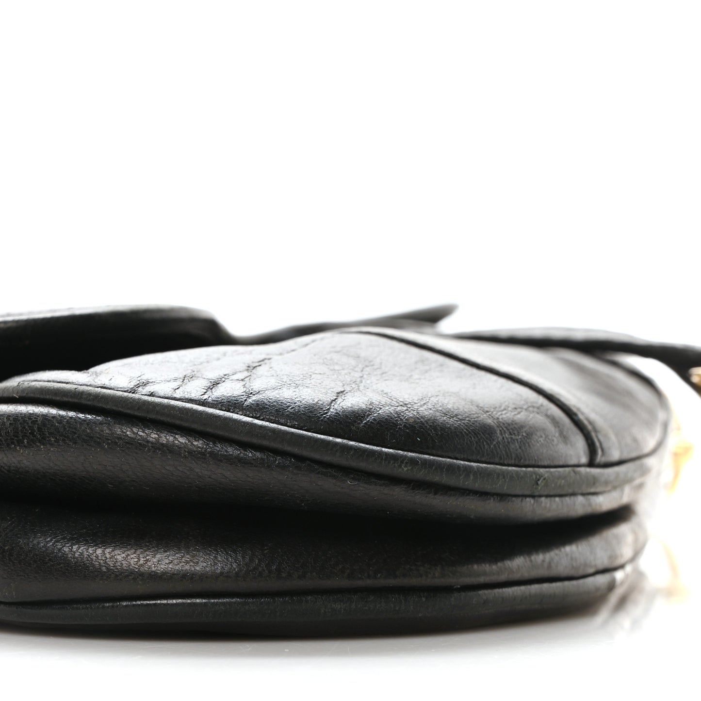 Supple Calfskin Mini Saddle Bag Black