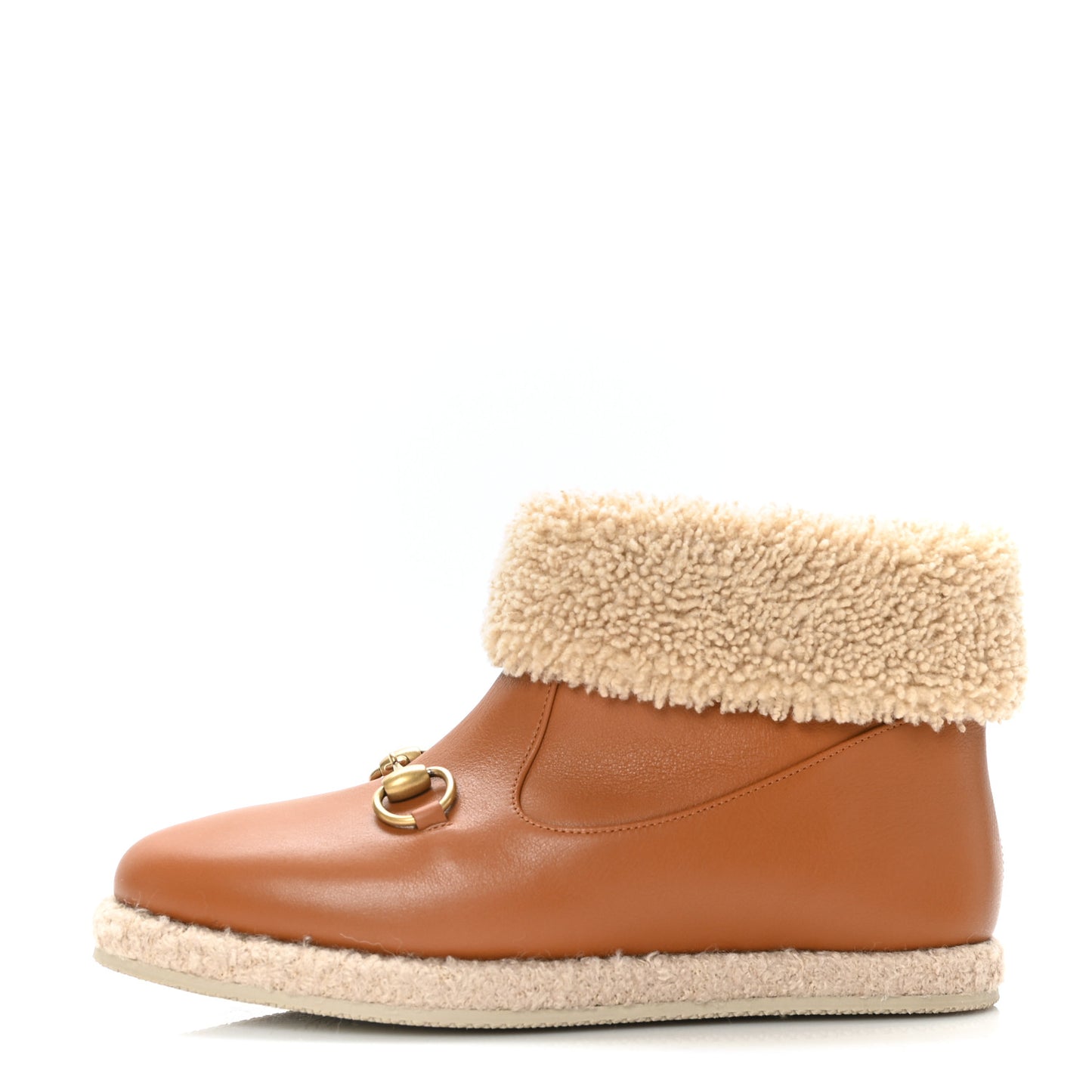 Calfskin Wool Womens Fria Horsebit Ankle Boots 37 New Caramel Butterscotch