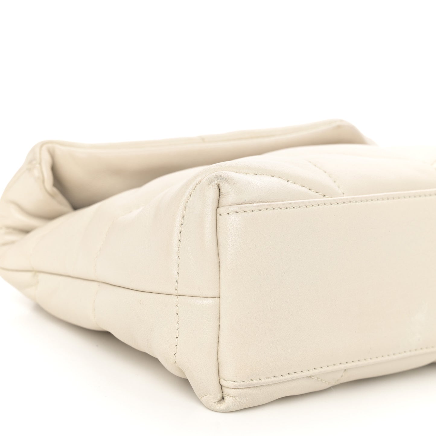 Lambskin Quilted Mini Loulou Puffer Monogram Chain Satchel Crema Soft
