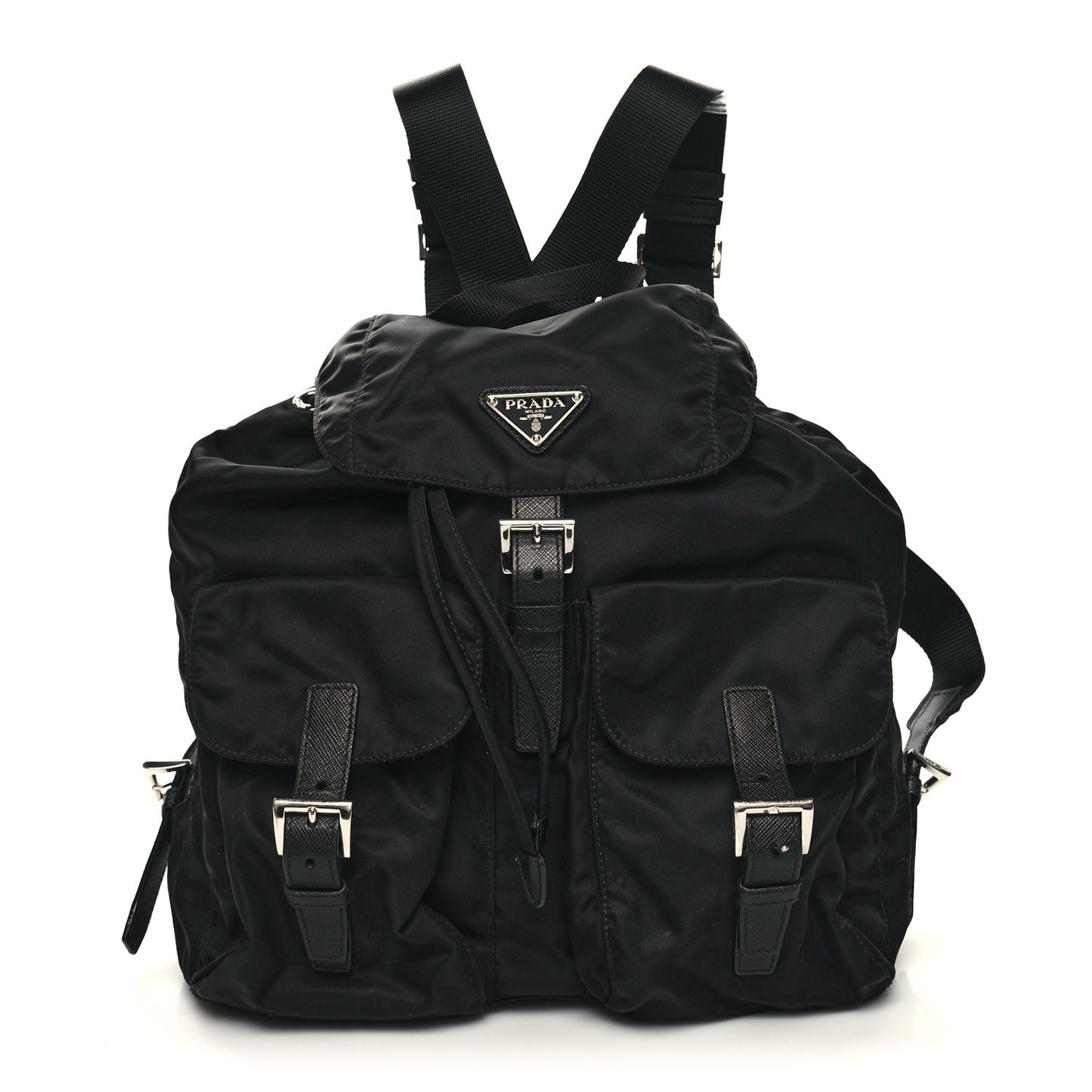Tessuto Nylon Saffiano Medium Backpack Black