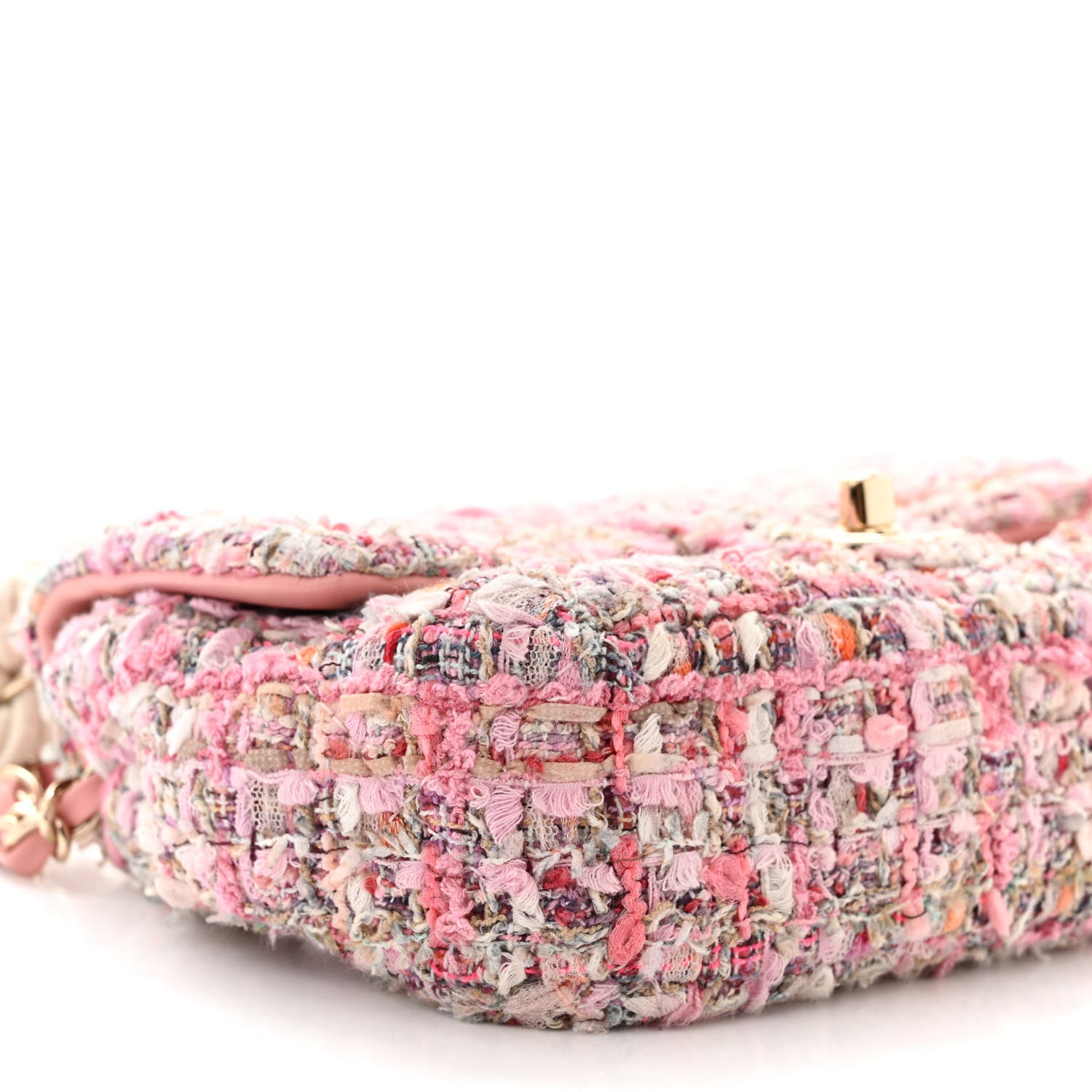 Chanel Tweed Mini Pearl Handle Flap Pink Beige Orange Ecru 9 of 10