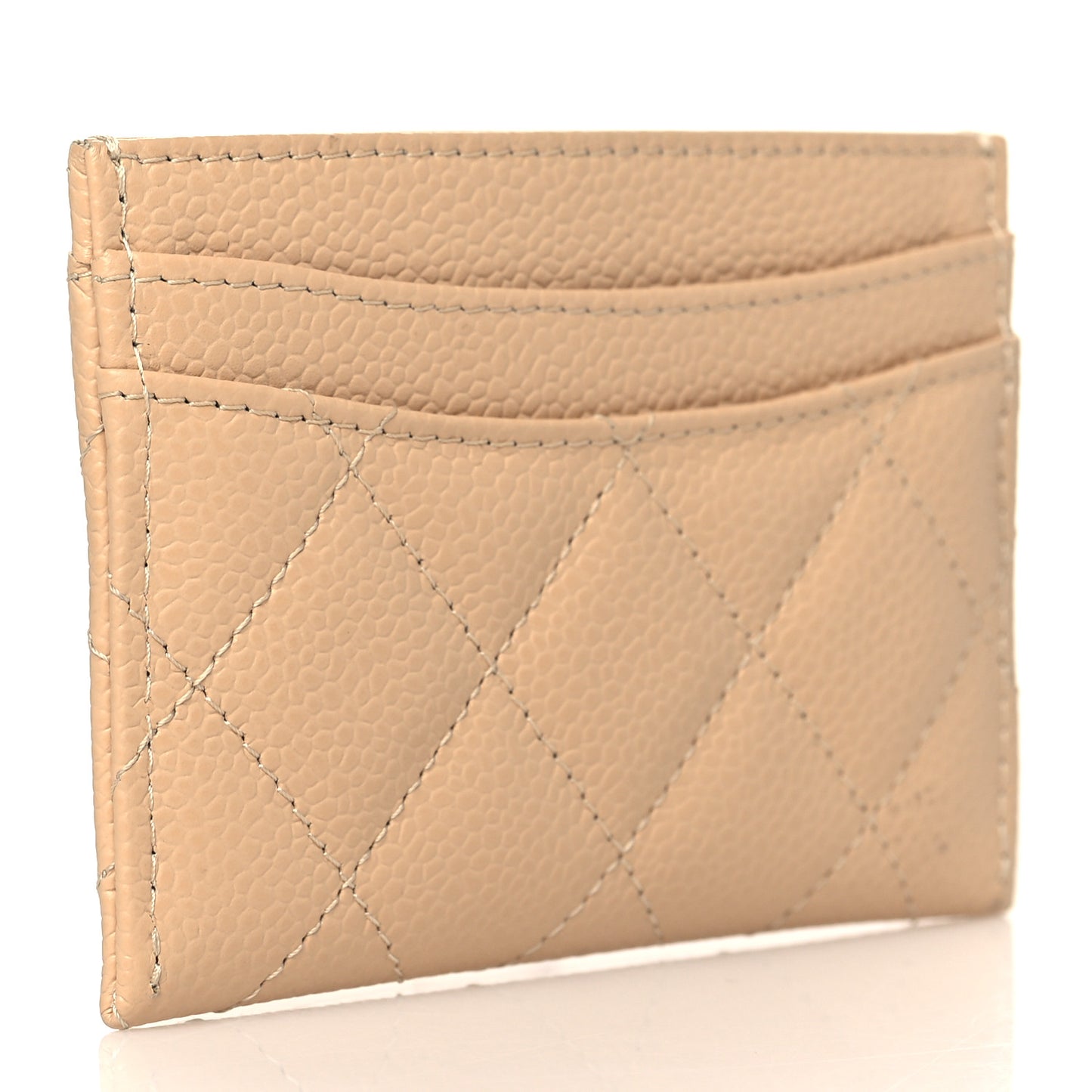 Caviar Quilted Card Holder Beige