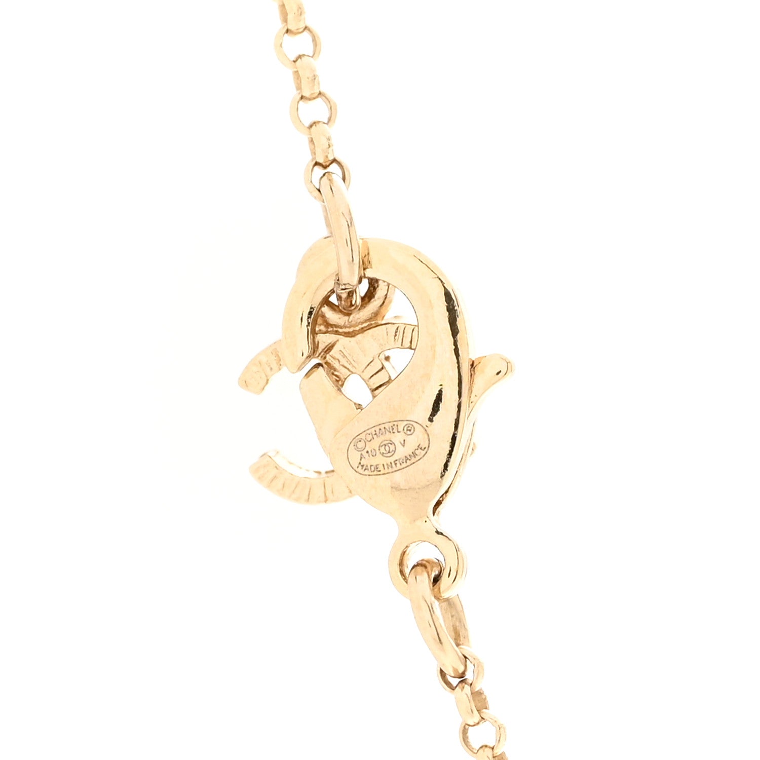 Chanel Crystal Pearl Camellia Necklace Gold 5 of 7