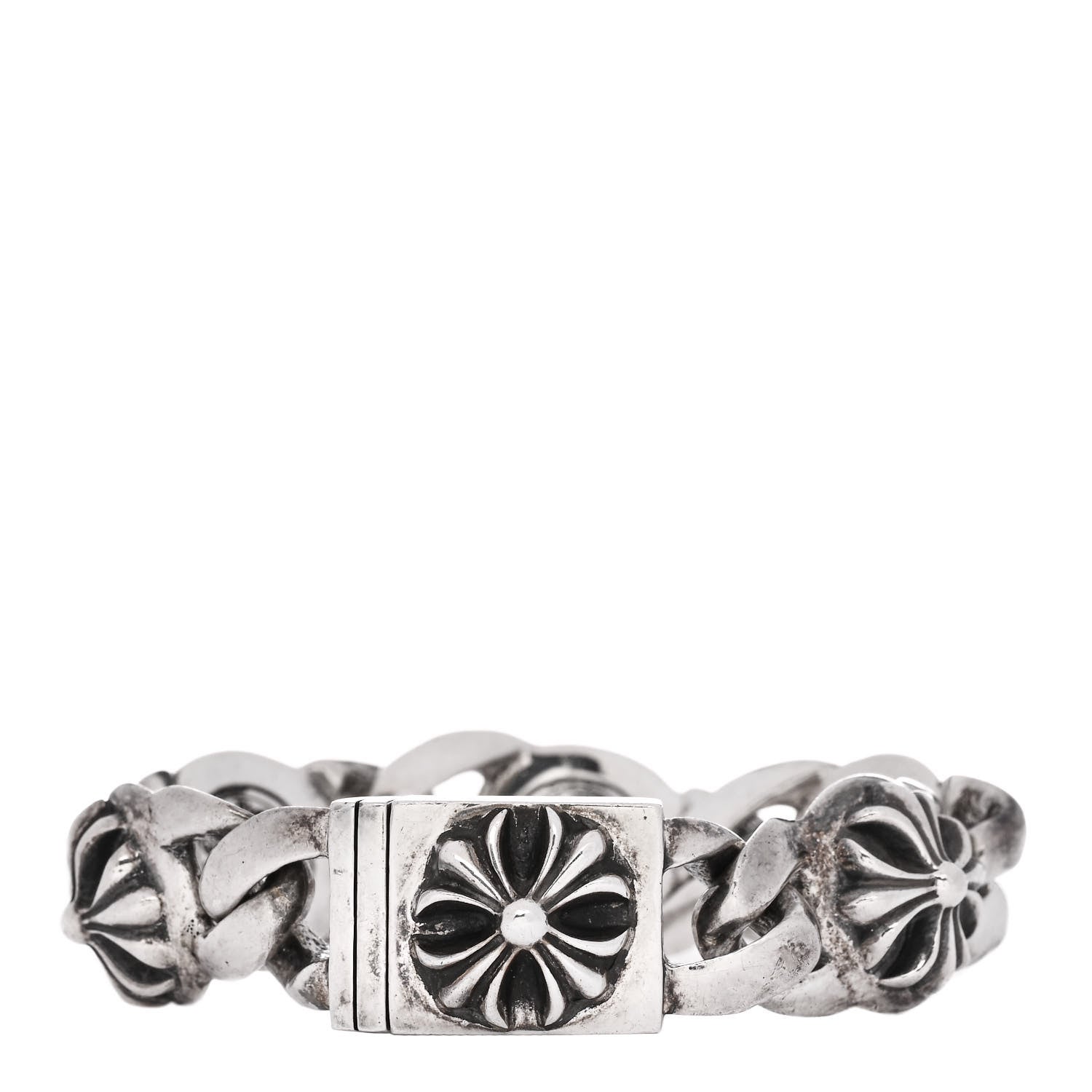 Chrome Hearts Sterling Silver Maltese Cross Link Bracelet 1624638