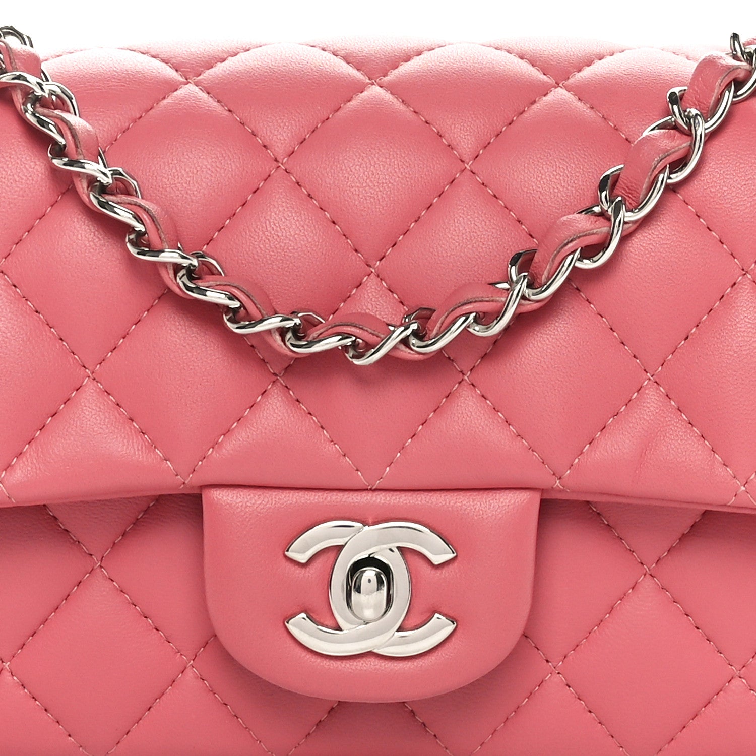 Chanel Lambskin Quilted Mini Rectangular Flap Pink 8 of 10